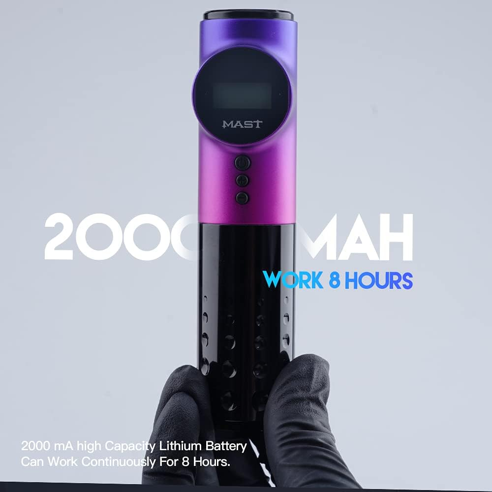 Mast Archer Wireless Tattoo Pen Machine, Rotary Tattoo Gun with Powerful Motor by Mcore, 2,000Mah Battery by Mastlabs for Run Long Time 3.5Mm Stroke Gradient Purple image number 3