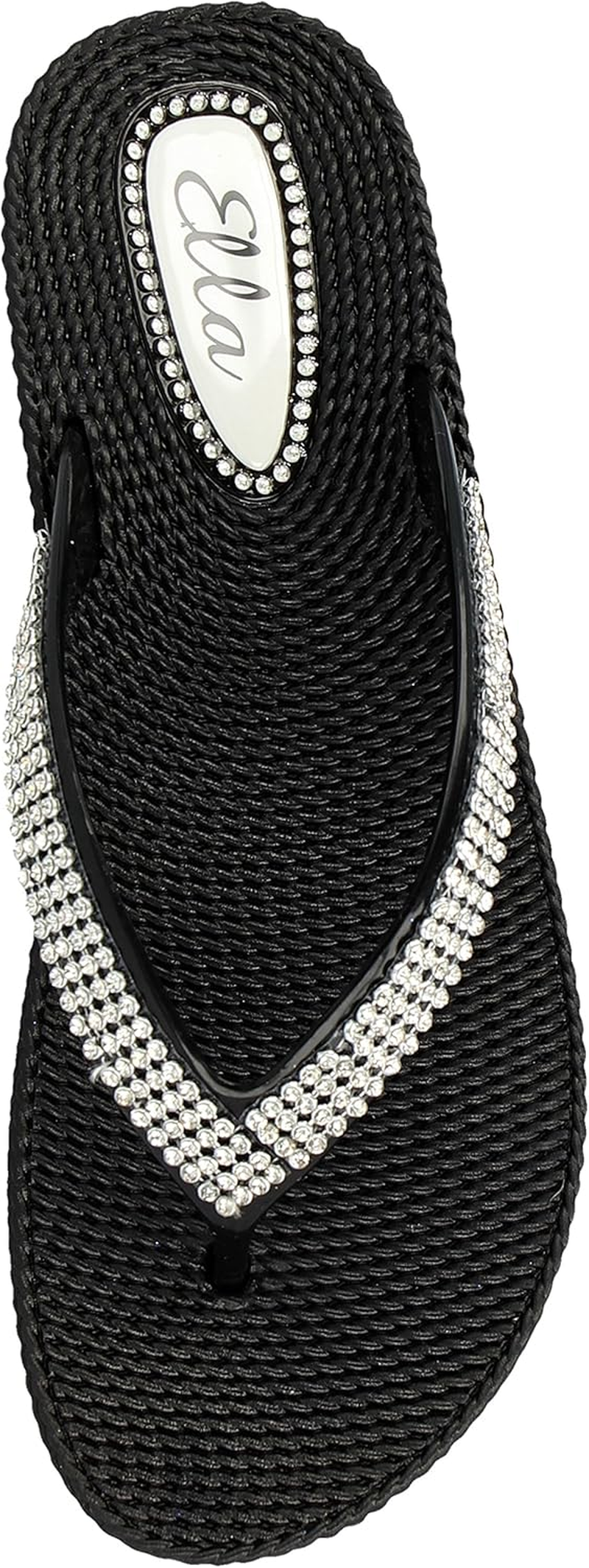 Ella Ladies S1 Diamante Toe Post Flat Low Wedge Jelly Flip Flop Summer Sandals Size 3-8 image number 2