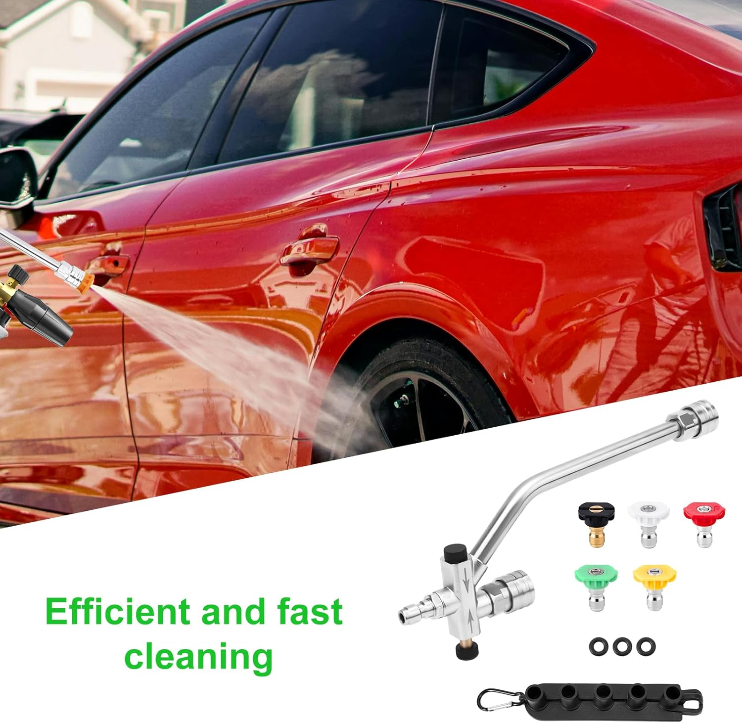 Foam Cannon Dual Connector Accessory, 1/4In Fast Connect Dual Lance Pressure Washer Wand with 5 Pressure Washer Nozzles Pressure Washer Double Tip Attachment for Soap Cannon image number 4