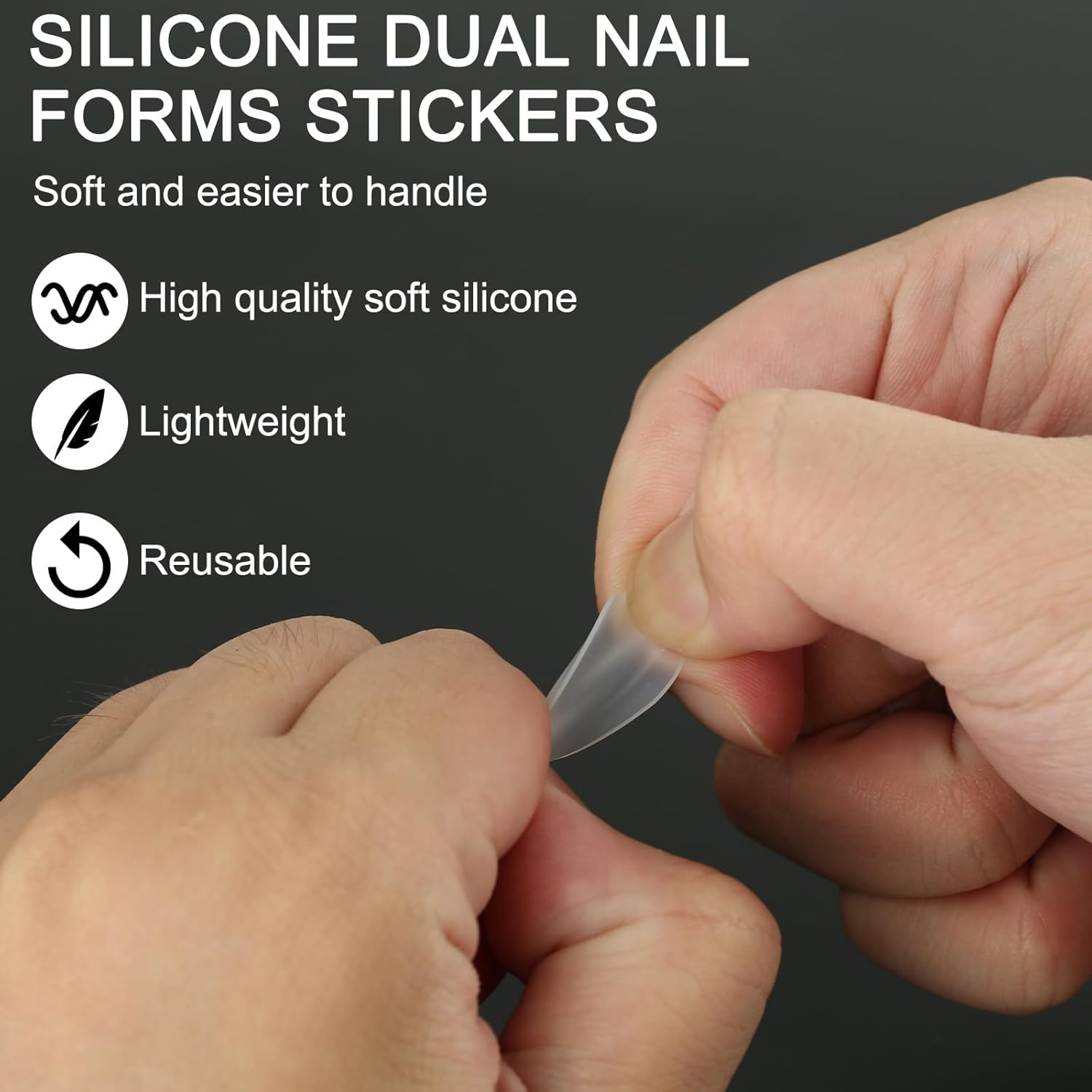 C12Rtive 60 Pieces Dual Nail Shape Stickers, Silicone French Manicure Stickers for Nail Shape, Gel Extension, Quick Build, Dual Nail Shapes Shape (Form-2) image number 3