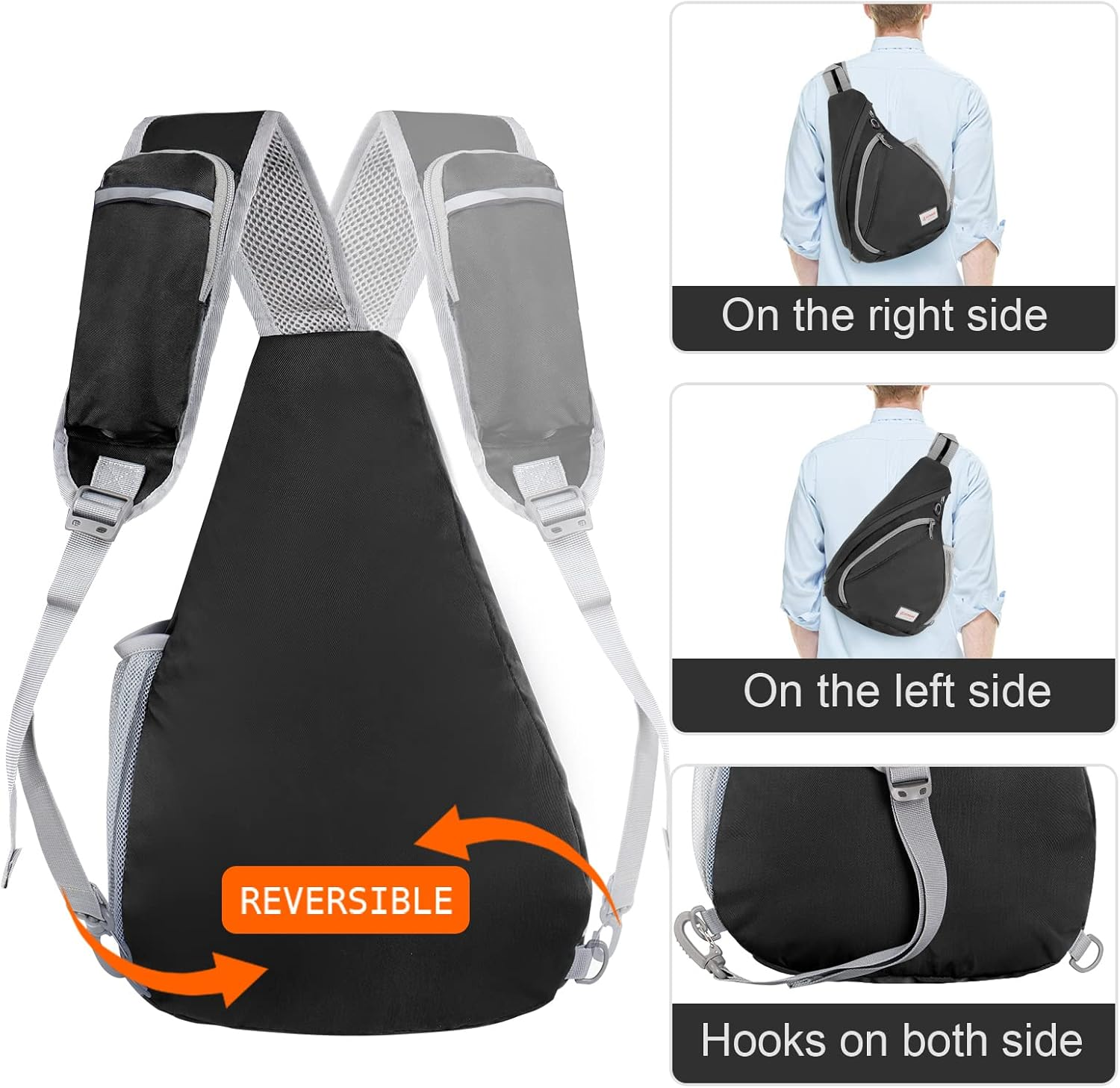 ZOMAKE Sling Bag,Crossbody Backpack - Lightweight Chest Shoulder Bag for Travel Hiking Sport,Waterproof Sling Daypack for Men & Women image number 6