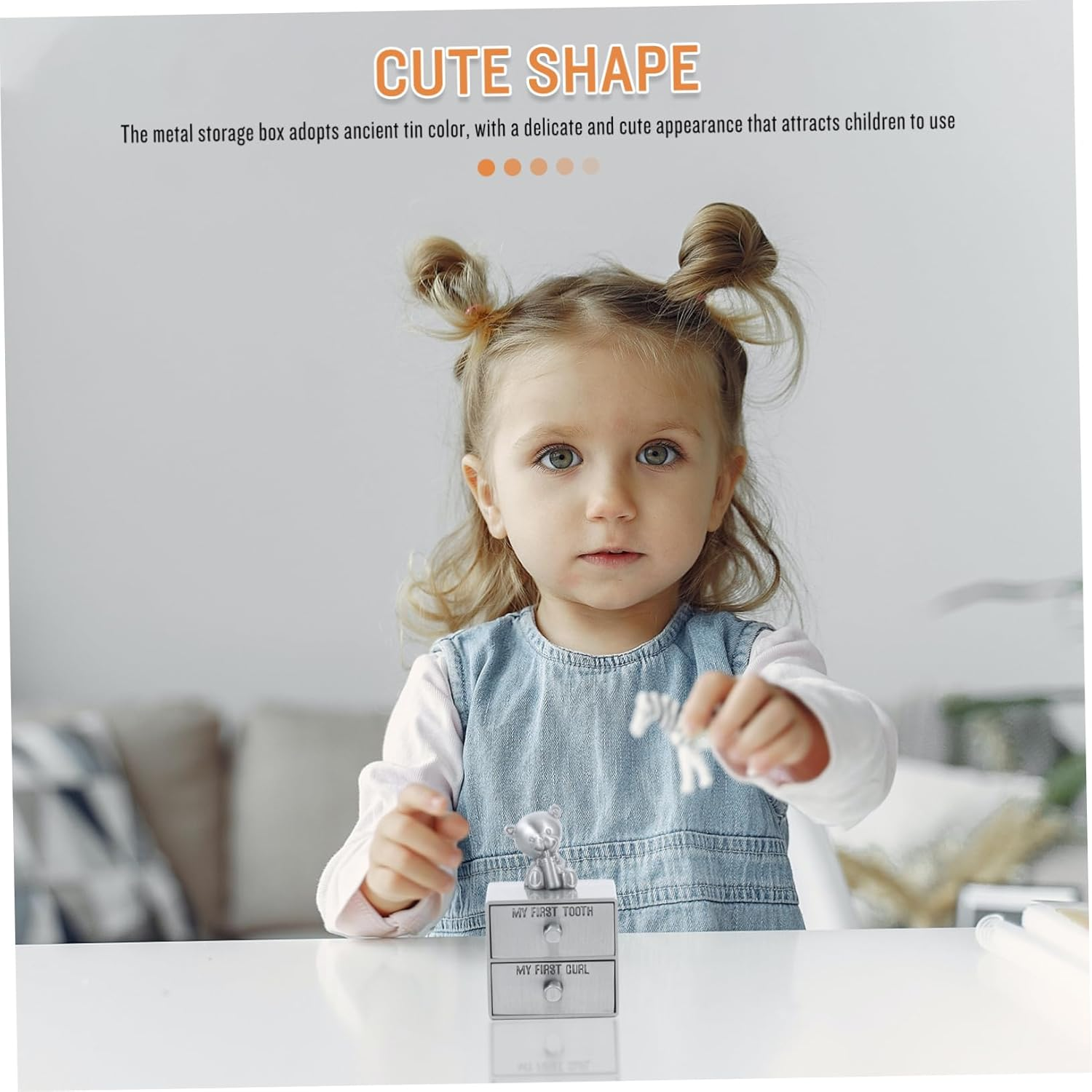 GARVALON Metal Baby Tooth Keepsake Box with Fetal Hair Storage for Boys and Girls Small Rustic Tooth Storage Holder Organizer Suitable for Newborn image number 5