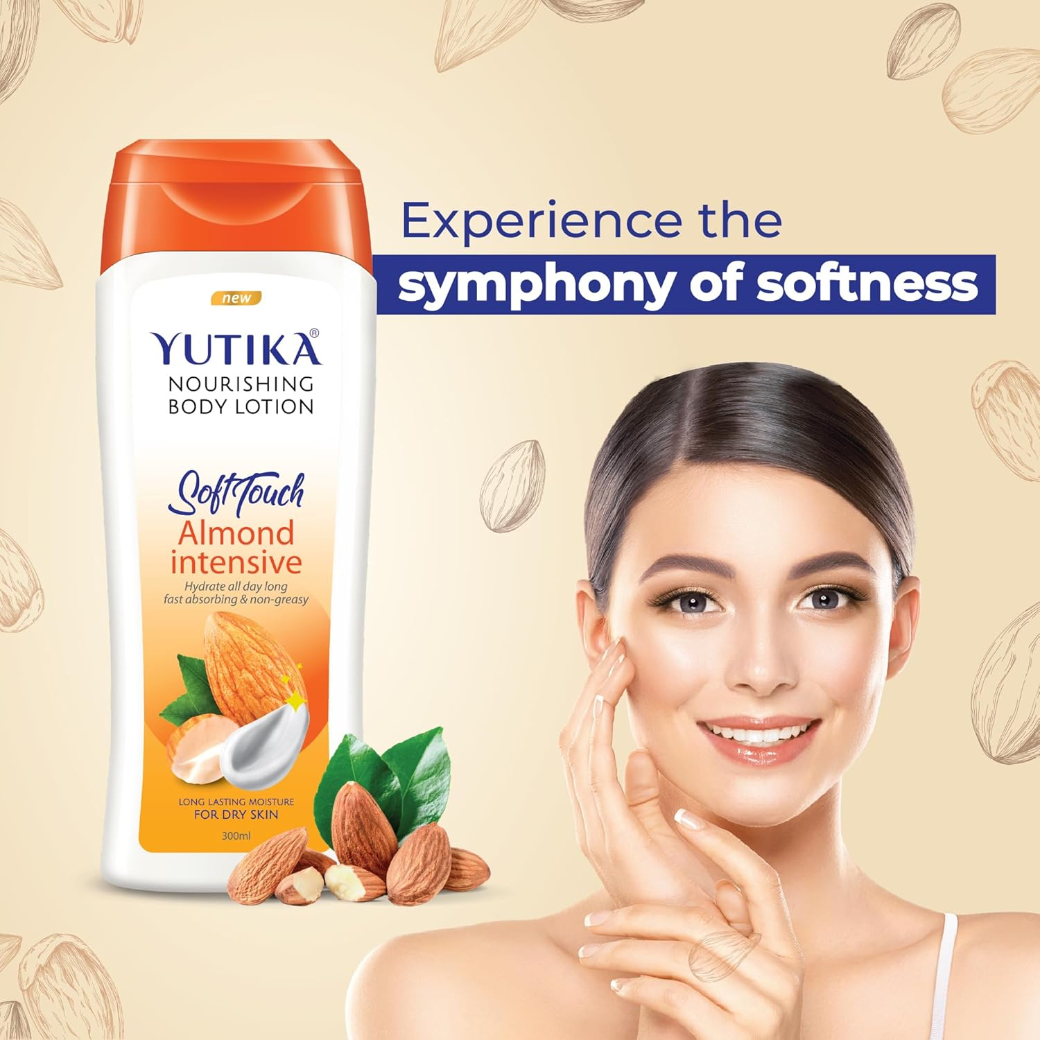 Yutika Nourishing Soft Touch Body Lotion Almond Intensive 300Ml (Pack of 2) image number 2