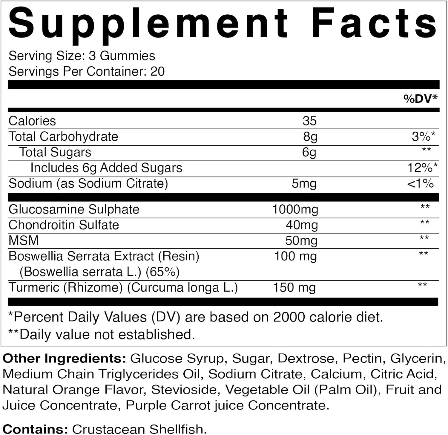Vitamatic Extra Strength Glucosamine Chondroitin Gummies with MSM, Turmeric, & Boswellia - Joint Support - 60 Pectin Based Gummies