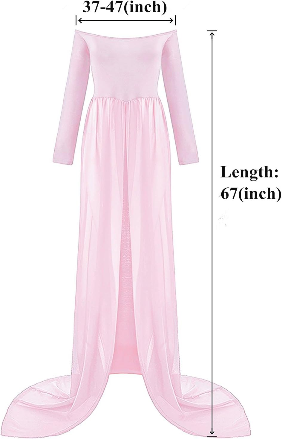 ZIUMUDY Maternity Maxi Chiffon Photography Dress Split Front Gown for Photoshoot image number 6