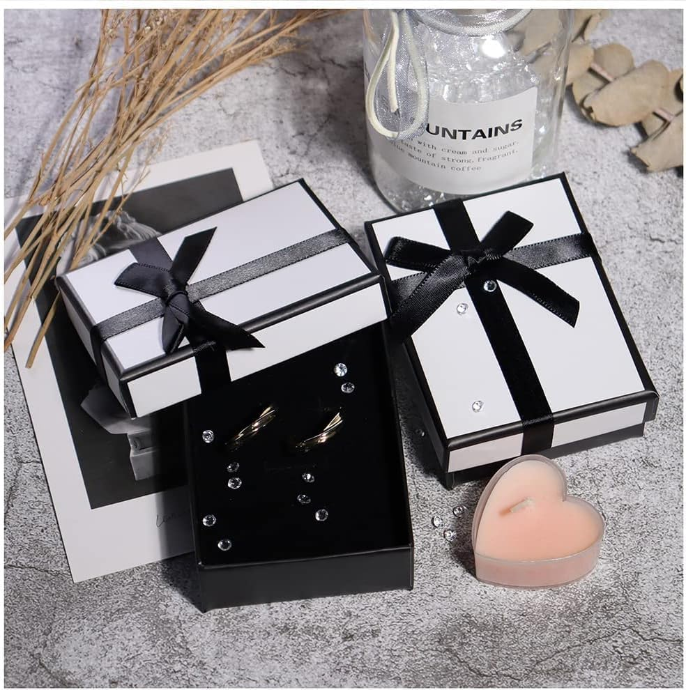 OSYLICT Small Gift Box and Gift Bag,9X7X3Cm Jewellery Case and Paper Bag,Bow-Knot Boxes with Lid for Rings Earrings Necklace Bracelet,For Weddings Birthdays Christmas image number 4