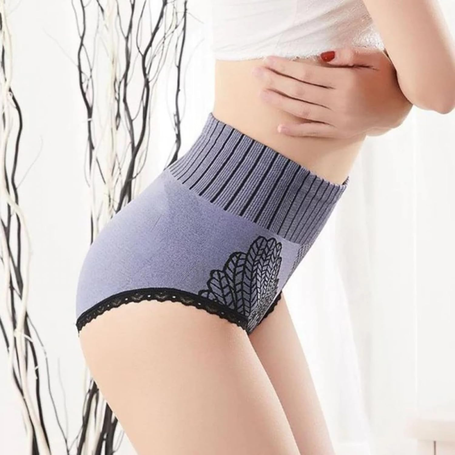 Women'S High Waist Seamless Panties Briefs Body Shaper plus Size Maternity Belly Support- 3 Pack image number 4