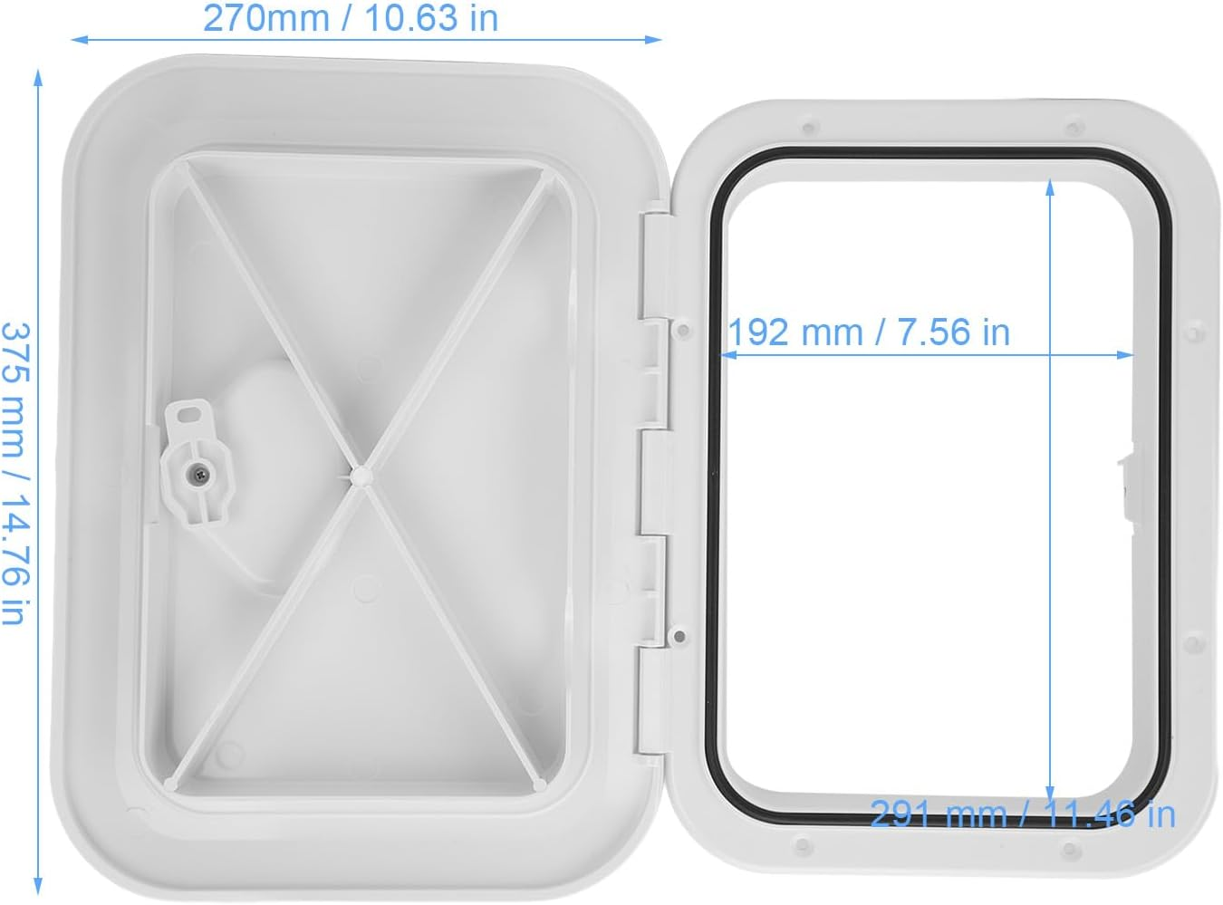Marine Access Hatch - Marine Boat Deck Hatch - Boat Hatch Lid Deck Access Hatch & Lid - 10-5/8 X 14-3/4 / 270Mm X 375Mm - Opening Clearance: 7-1/2 X 11-1/2 - Black image number 7