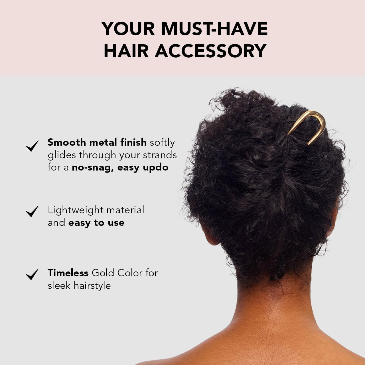 Kitsch Metal French Hair Pin for Women, Hair Fork for Buns, French Twist Pin for Easy Hairstyle, Perfect for Long and Thick Hairs - 2Pcs Gold image number 3