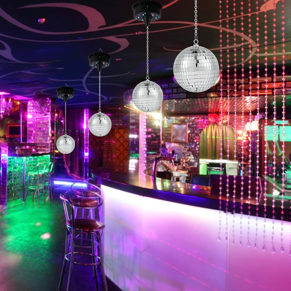 Abizarch Rotating Disco Ball Mount Support,Electric Mirror Ball Motor for 6 8 12 Inch Disco Ball (Not Included), 3RPM Battery Powered Sound Control Rotating Mirror Reflection Ball Hanging Support image number 3