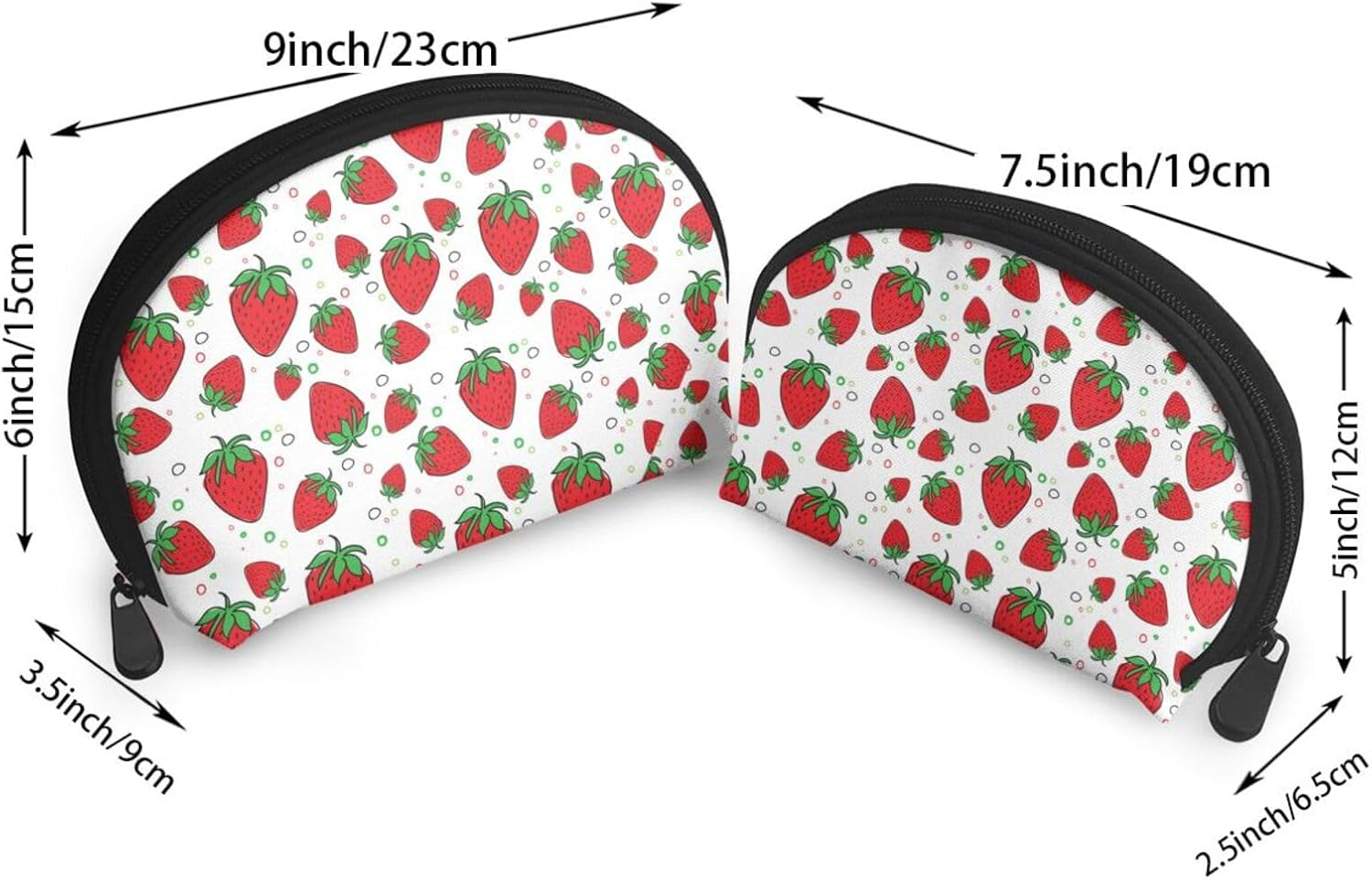 Cozimangoe Coin Pouch Makeup Bags Set, 2 Piece Shell Shape Cosmetic Bag with Pockets for Daily Travel Handbag Lipstick Keys Toiletry, Personalized Strawberry image number 4