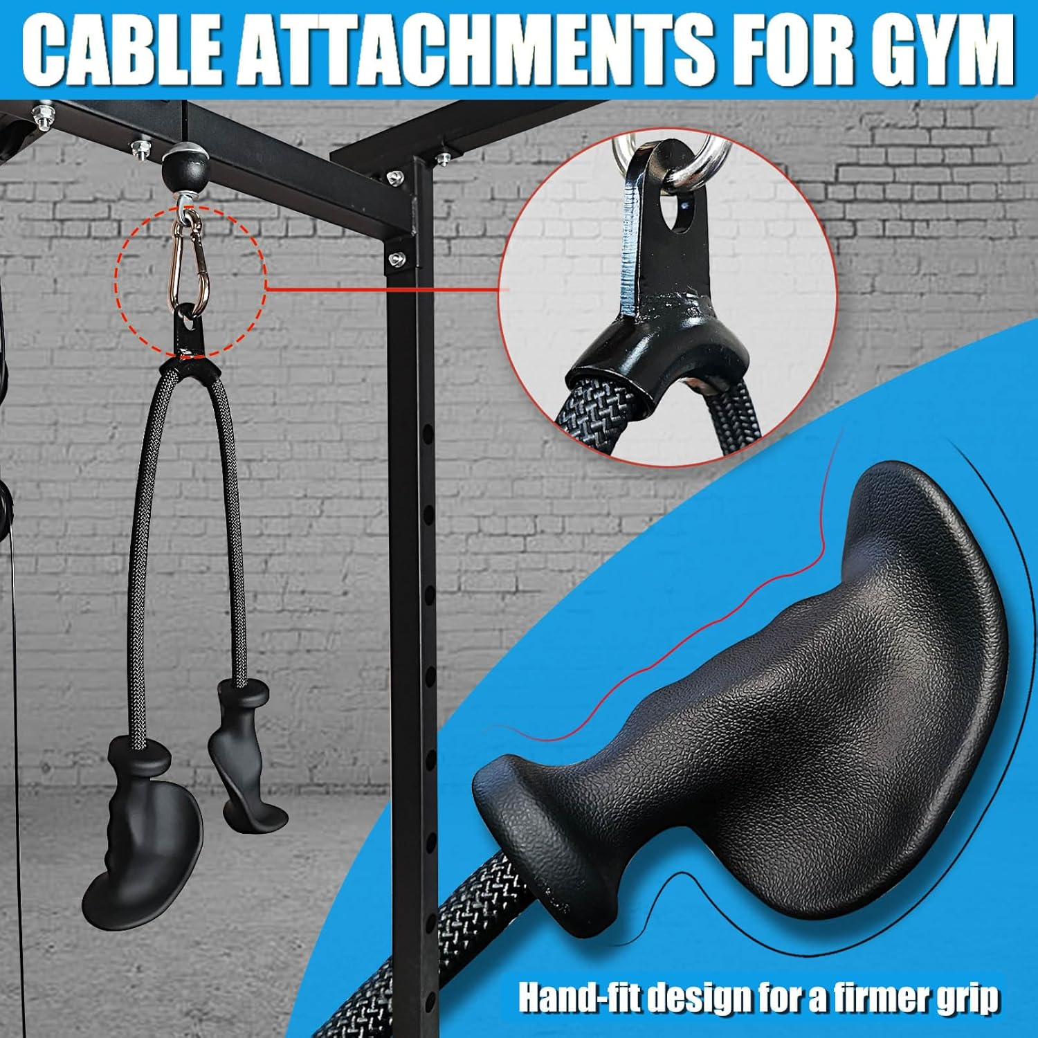 Ergonomic Tricep Rope Pull down Attachment, Gym Cable Attachment, Pull down Rope for Cable Machine, Upgraded Tricep Attachment with Full Palm Support, Tricep Rope Cable Attachment image number 5
