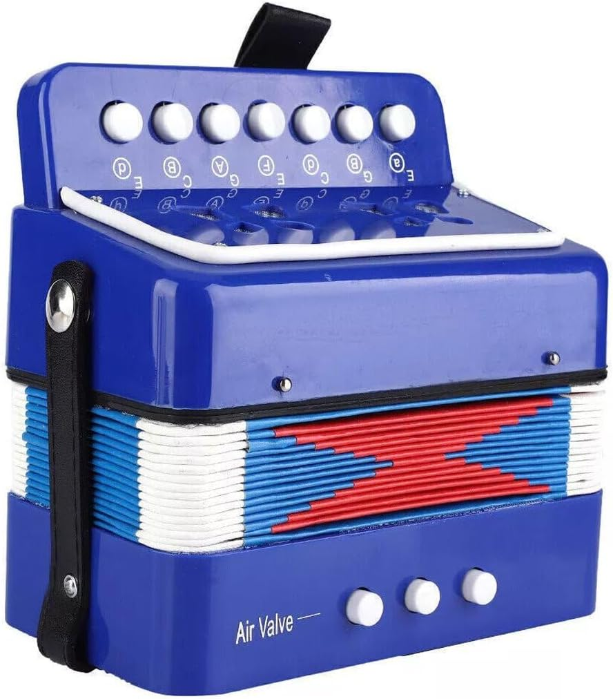 Kids Button Accordion Strap Bass Treble MA217 Blue image number 1