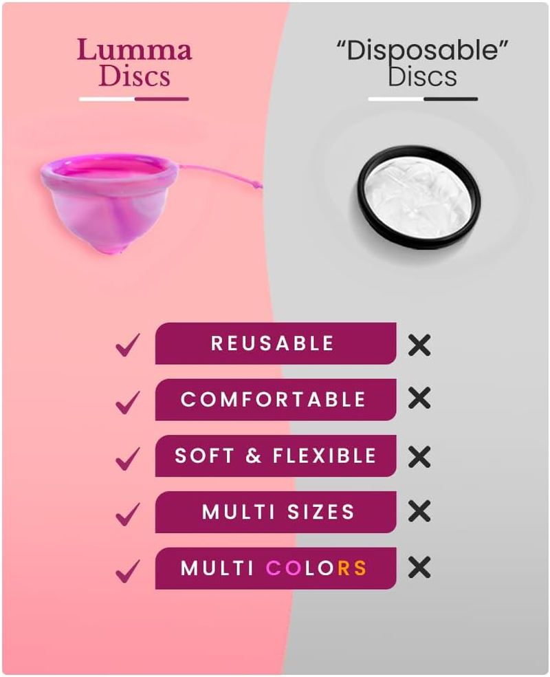 LUMMA Menstrual Disc - Includes Carrying Pouch & Silicone String for Easy Removal - Comfortable & Sustainable Choice to Tampons - Leak-Proof Reusable Medical Grade Silicone - Transparent, Short Cervix image number 6