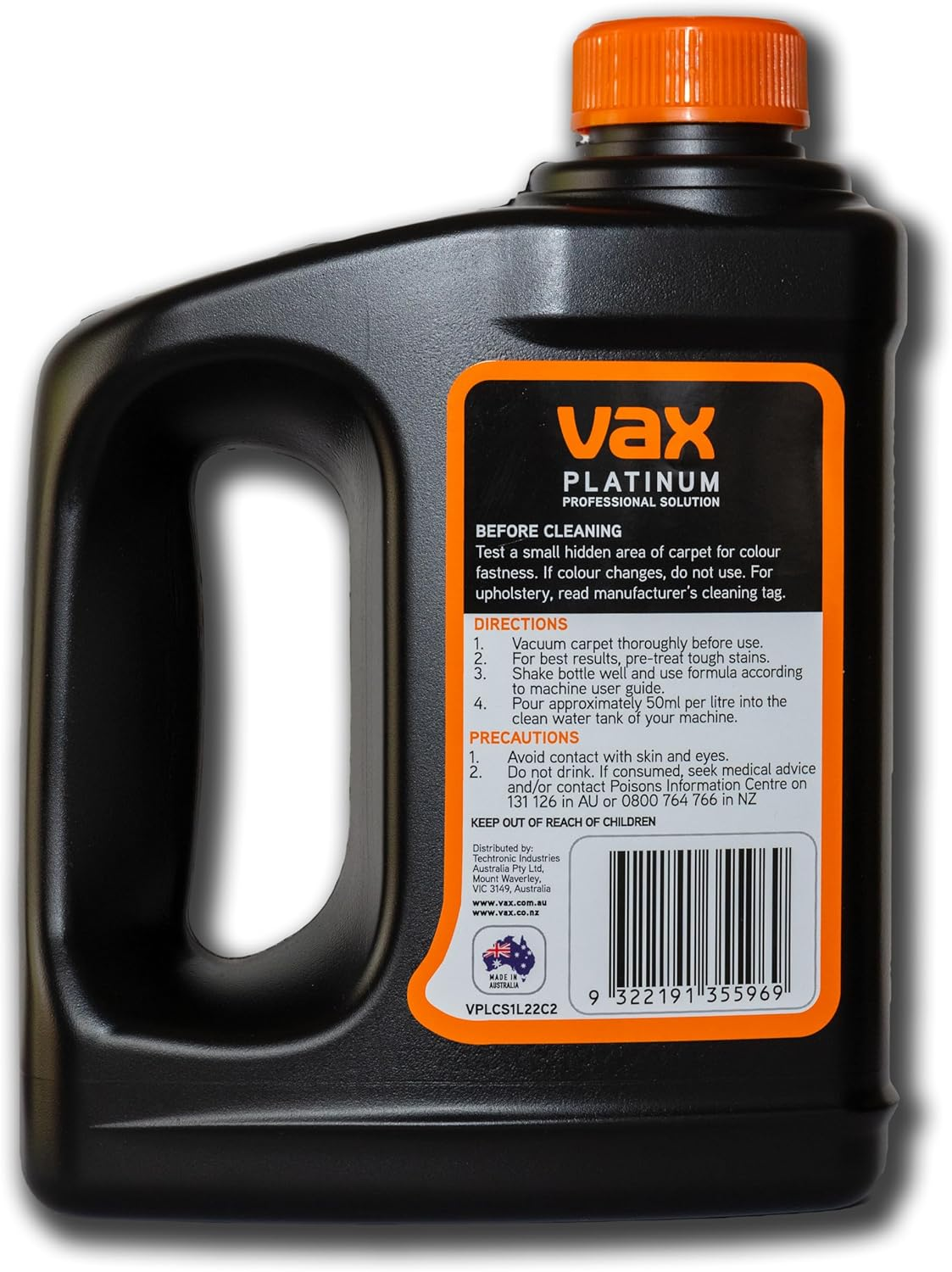 Vax Platinum Professional Carpet Cleaning Solution, 1L, Deep Stain Removal, Pet-Safe