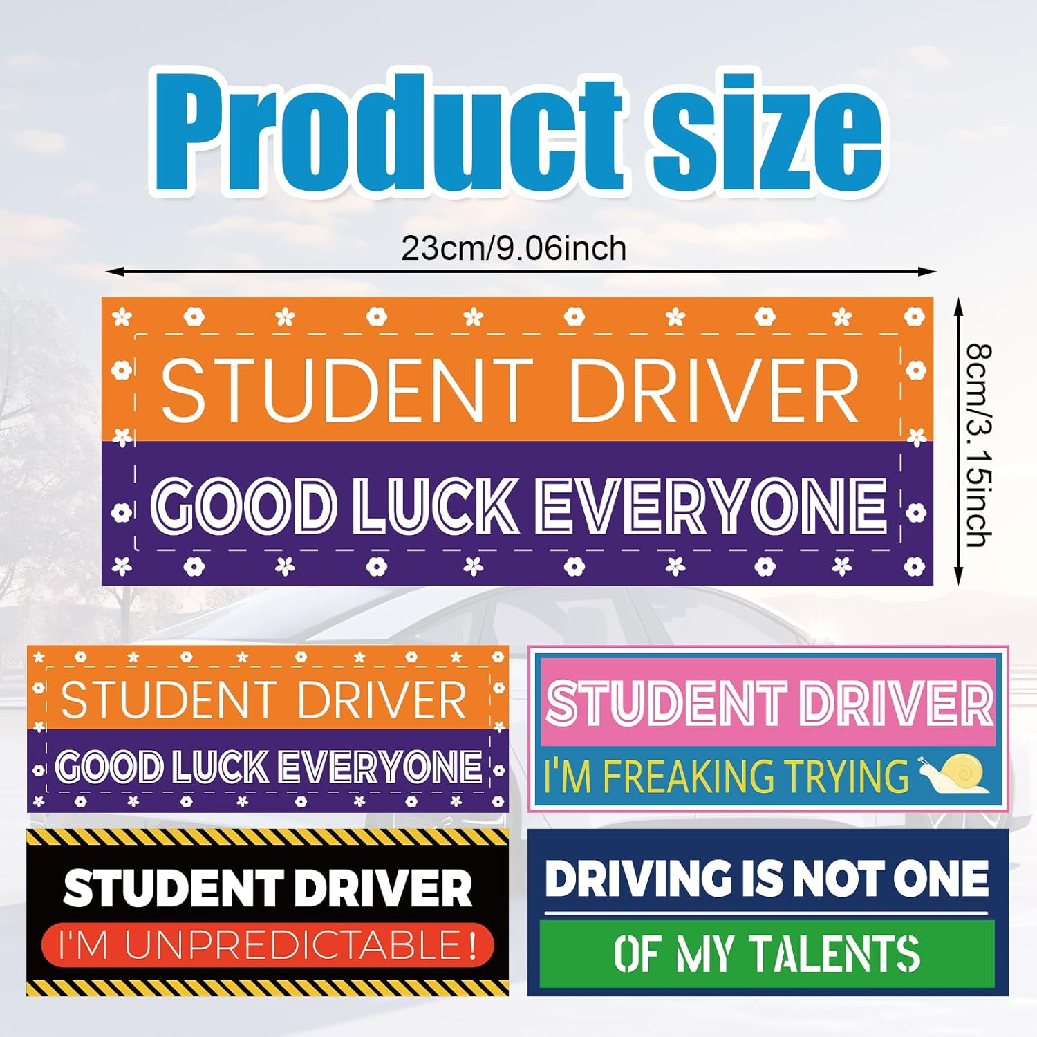 4Pcs Student Driver Magnet for Car, Reflective Car Bumper Stickers Please Be Patient Student Magnet Driver in Training Car Magnet Vehicle Safety Attention Sign for Car Windows image number 1