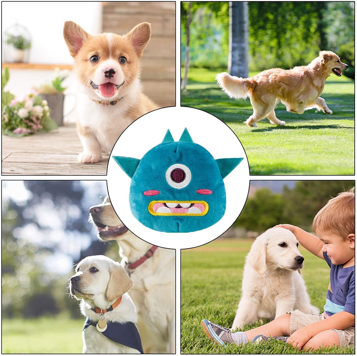 Dog Toys Squeaky Ball | Rubber 2 in 1 Beast Shaped Dog Chew Toy | Sound Dog Ball, Dog Teething Toys for Puppy Small Medium Dogs, Pet Sound Toys Catcoq