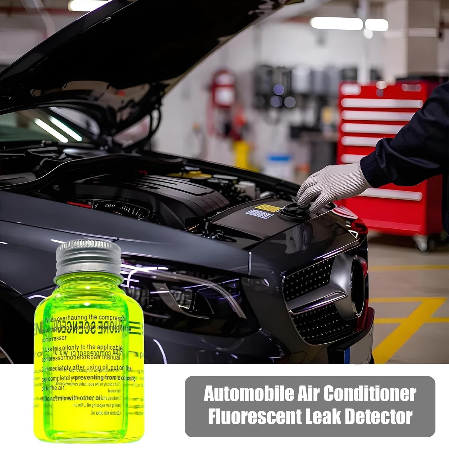 Car Air Conditioner Leak Detection Fluorescent Oil &ndash; Ac System Leak Dye, Automotive Uv Detection Oil | High Visibility Tracing Agent, Fluorescent Solution for Vehicle and Rv Cooling System Maintenance - 60Ml image number 6