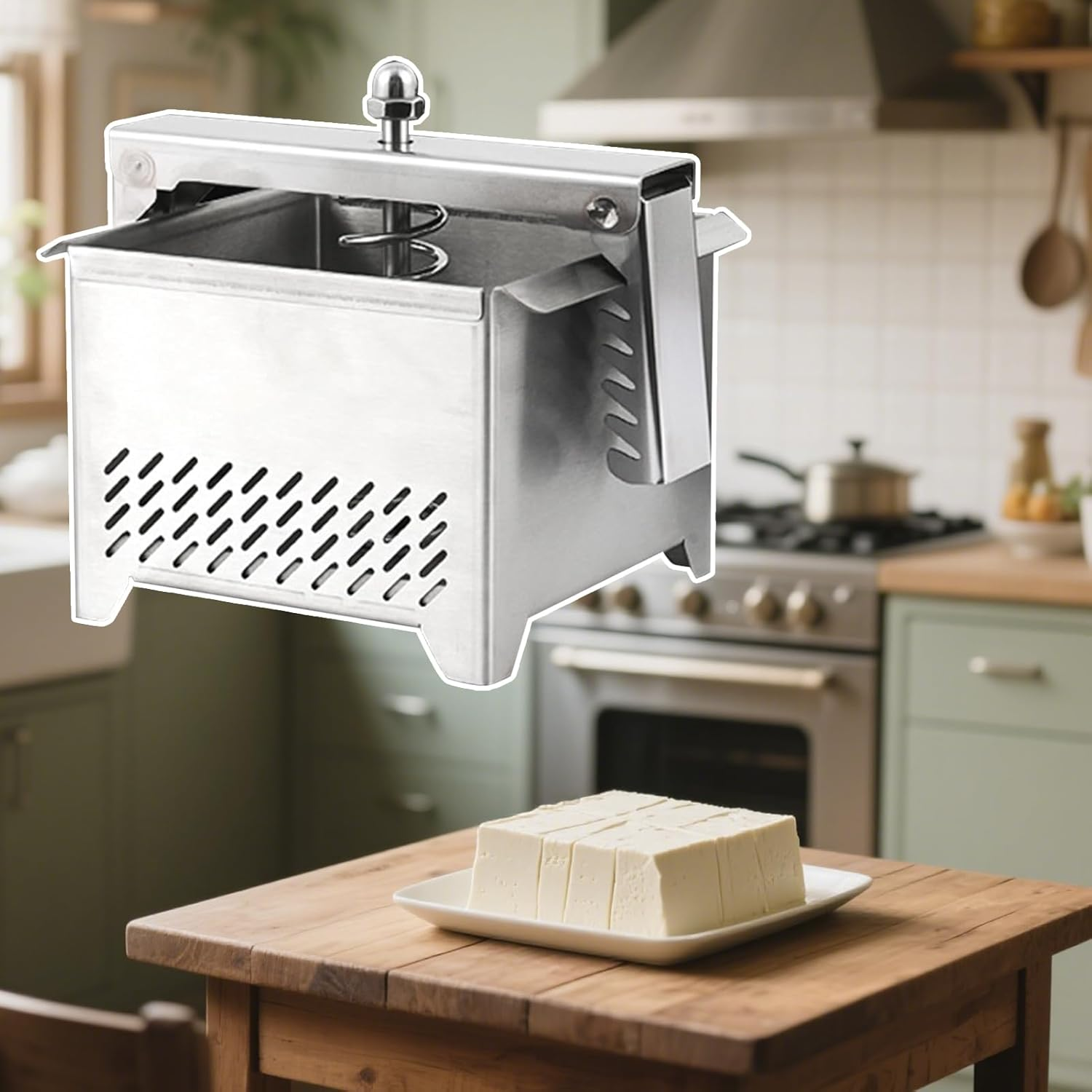 Doufu Maker | Cheese Press for Cheese Making,Drip Tray Reusable Food Presser with Drain Hole Water Removal Firm Whey Separator for Yogurt & Organic image number 3