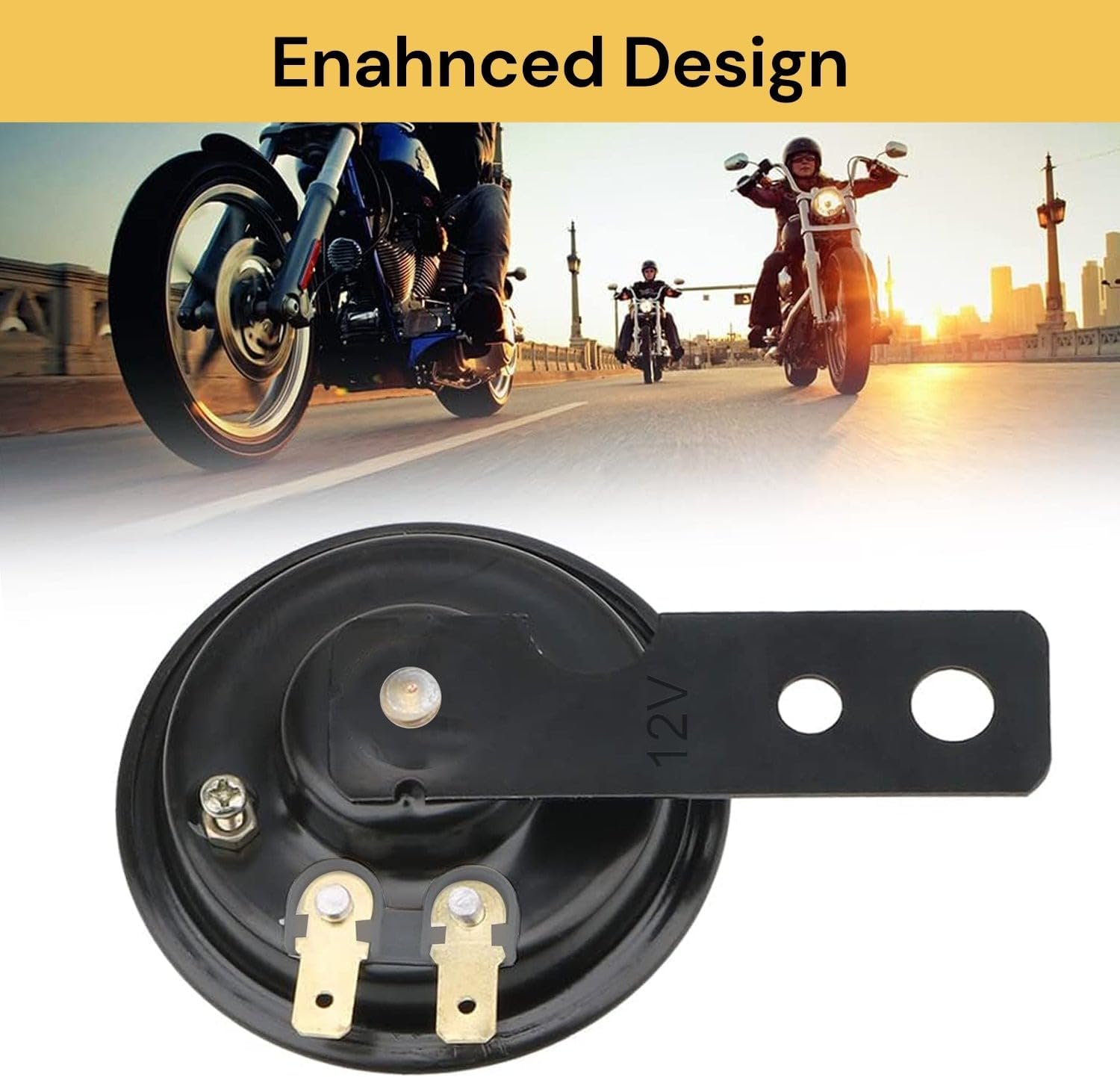 EZONEDEAL Universal Motorcycle Horn Waterproof round Loud 12V 1.5A 105Db Small Electric round Powersports Horns for Motorcycle ATV Scooter UTV Dirt Bike Ebike - Black