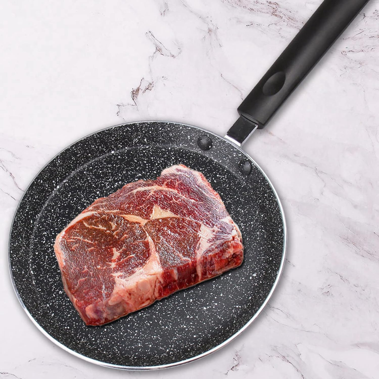 MUNEFE Nonstick Frying Pan, Medical Stone Nonstick Frying Pan, Nonstick Pancake Pan for Kitchen Induction Cooker(Black, 6 Inches) - Black image number 2