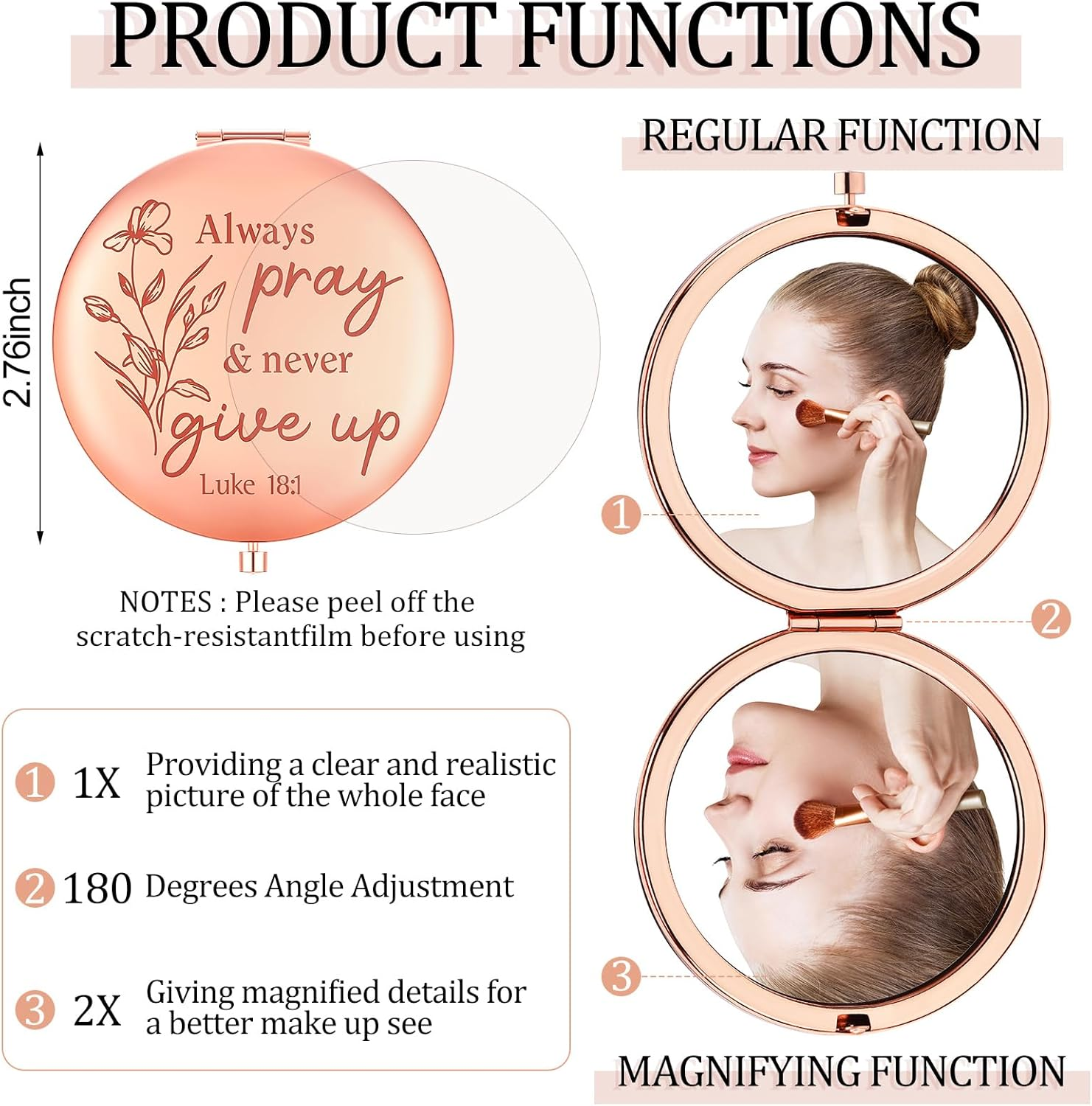 Glikceil 12 Pcs Christmas Bible Verse Gifts for Women Christian Compact Mirrors Bulk Inspirational Religious Gift Christian Gifts for Coworkers Teacher Employees Travel Church Scripture Party Gift image number 4