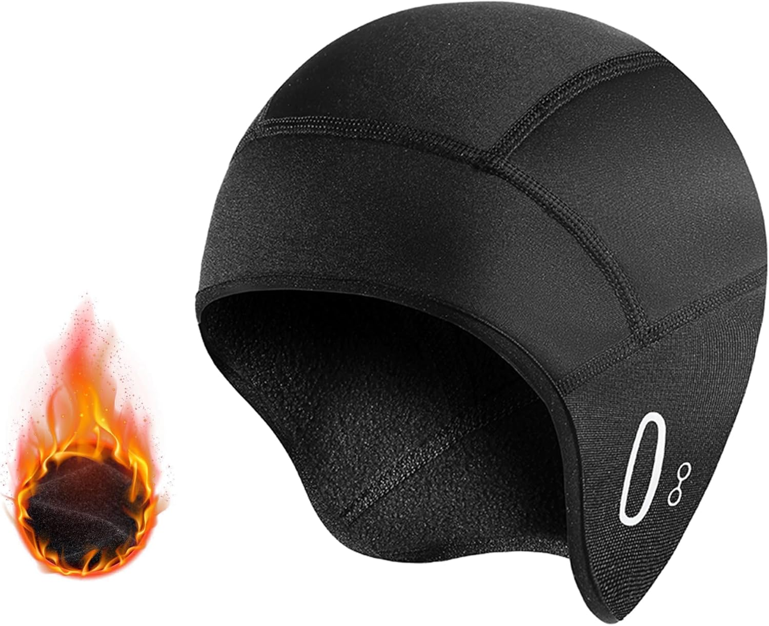 Skull Cap Helmet Liner with Glasses Holes Winter Fleece Cycling Cap Beanie Thermal Hat for Men Women Cycling Running image number 4