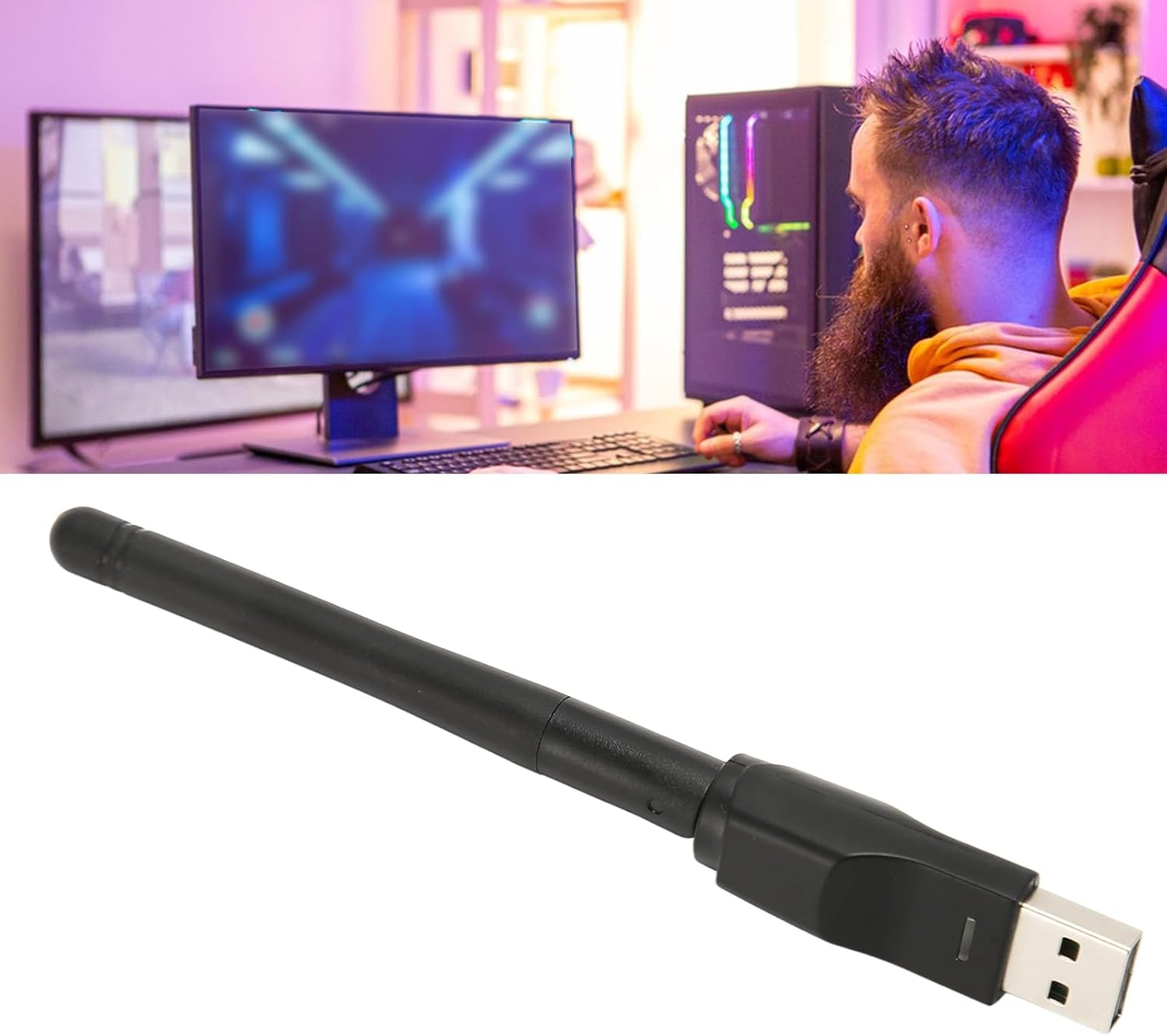 MT7601 USB Wifi Adapter, High Speed 150Mbps Wireless Network Card Adapter with Integrated Antenna for Windows Desktop Laptop, 150Mbps Wifi Adapter