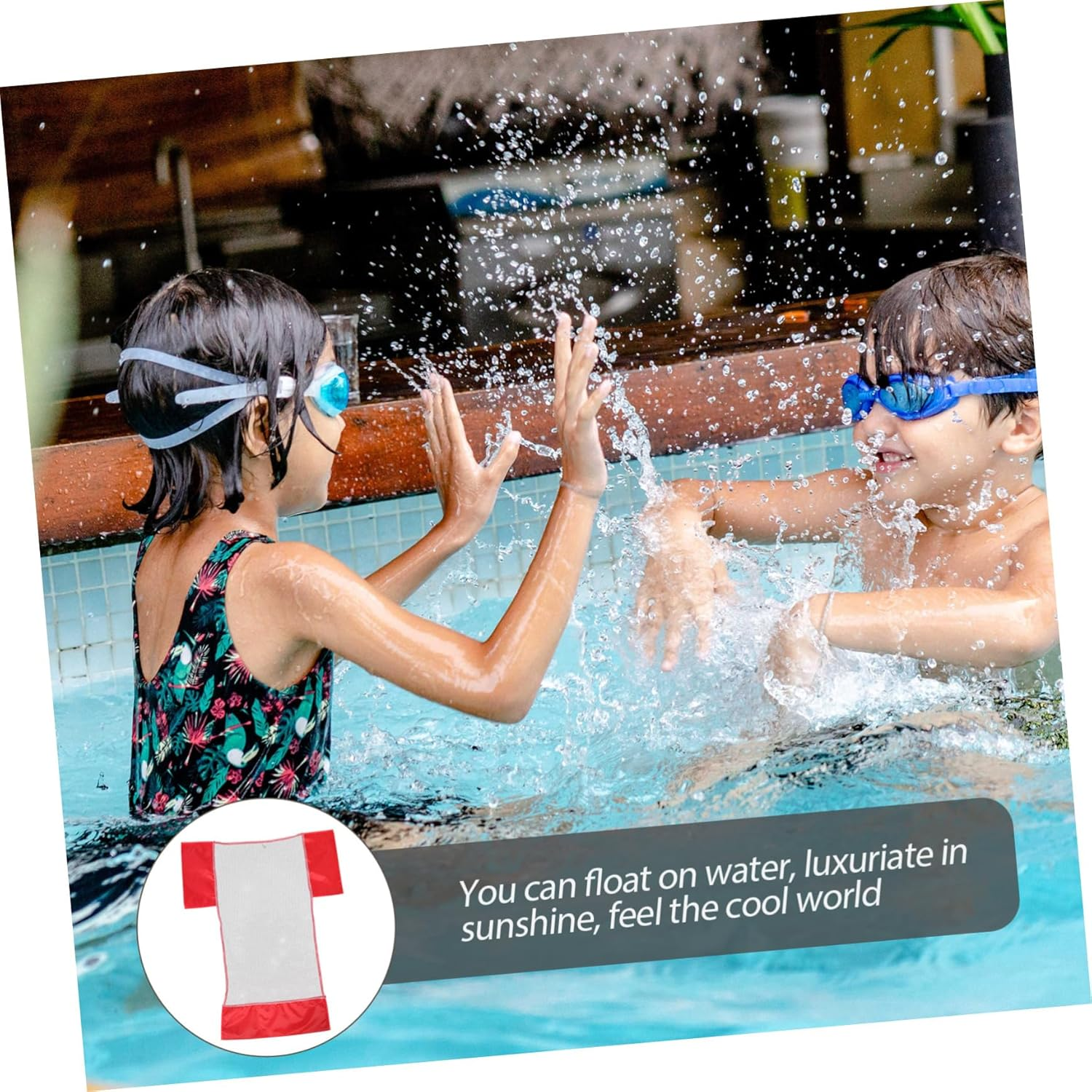 2Pcs Portable Swim Float Nets Pool Chair Mesh Swim Accessory Red Mesh Convenient Water Float for Swimming Pool and Beach Games image number 2