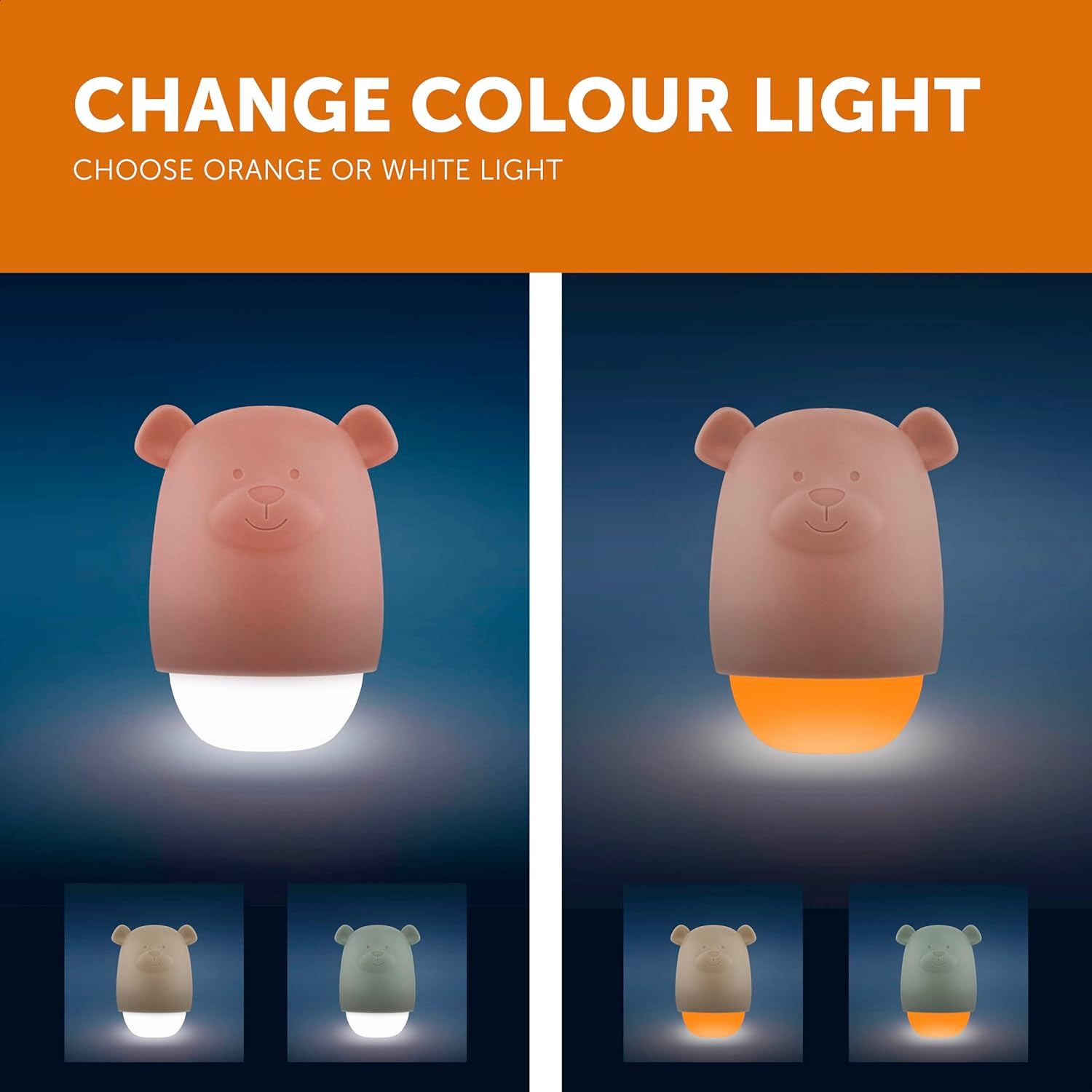 ZAZU Benny Automatic Baby Night Light with Dusk Detector - Rechargeable | White & Orange | 70 Hours Battery Life | Travel Mode | Portable Night Lamp for Kids (Brown) - Sage image number 5