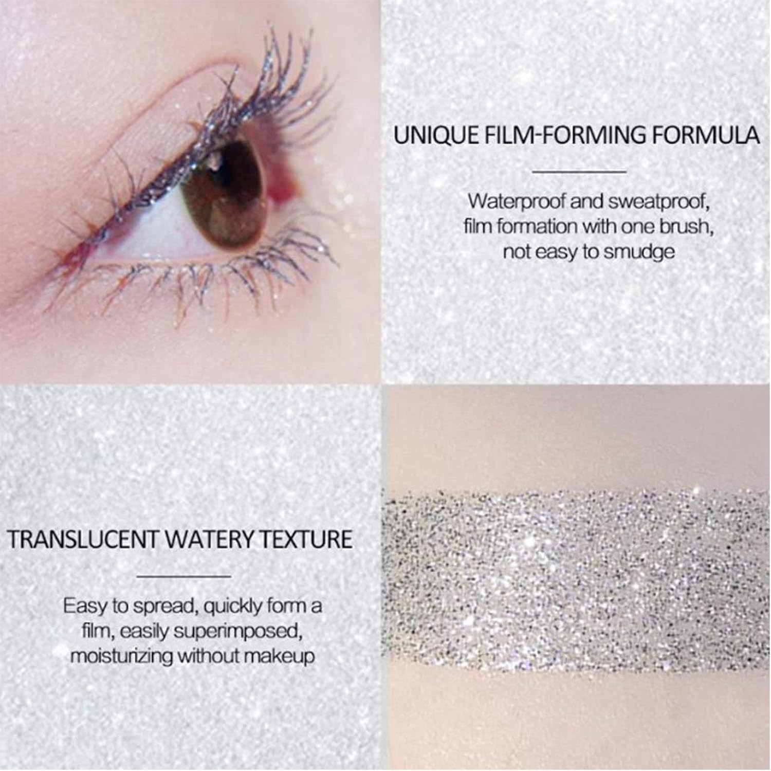 Diamond Glitter Lashes Mascara Waterproof Shimmer Coloured Mascaracharming Longlasting Mascara Perfect for Stage Party Wedding Music Festival Very Sparkling Eyes Makeup image number 1