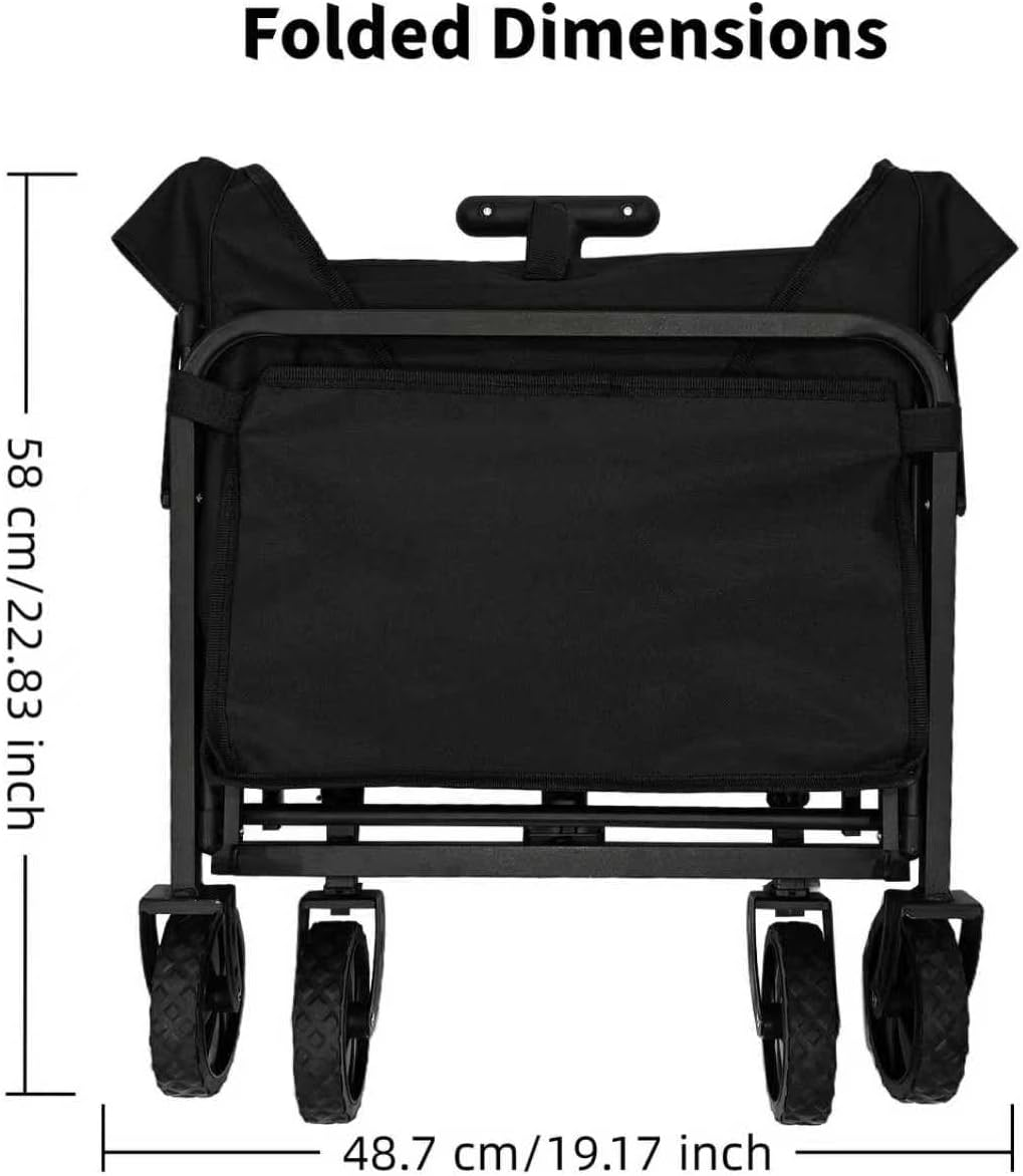 Collapsible Wagon Outdoor Utility Wagon - 70X48X86Cm Large Capacity with All-Terrain Wheels, Foldable Wagon for Camping, Garden, Shopping, Easy Storage for Outdoor Activities