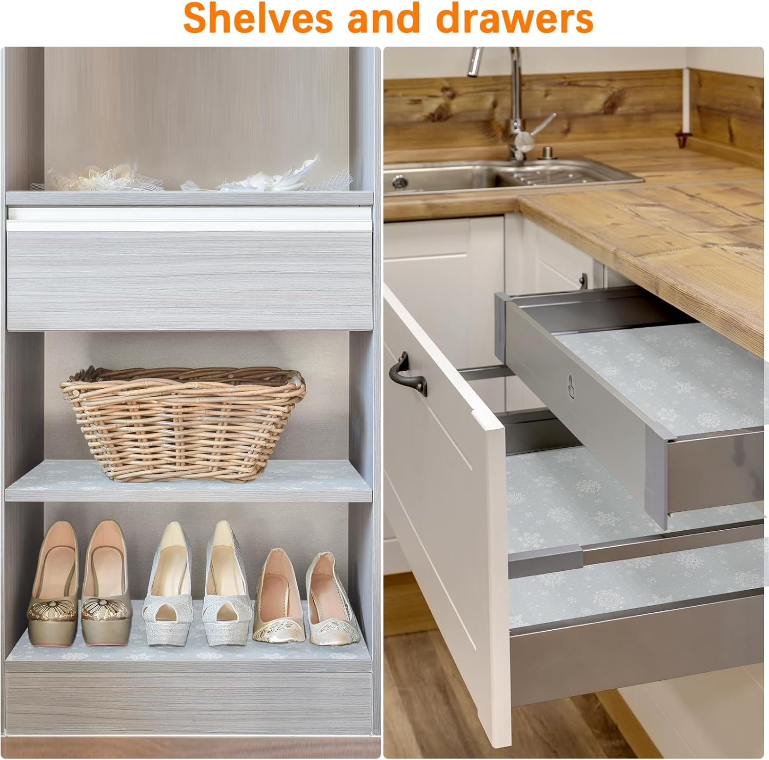 Shelf Liner 30 X 500 Cm, Yiaxoyia Non-Slip Oil-Proof Cabinet Paper Drawer Liner for Kitchen Cabinet, Refrigerator, Shelves, Storage, Desks, Washable & Non Adhesive (Flower, 30W X 500L Cm)