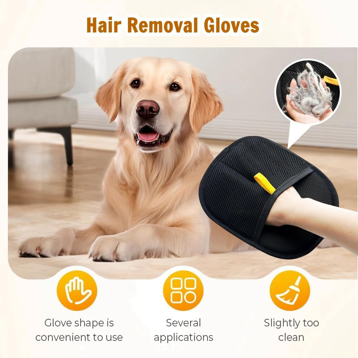 Upgraded Pet Hair Removal Gloves (2 Pack) - Electrostatic Dog & Cat Hair Remover for Furniture, Couch, Car Seats, Laundry - Reusable Grooming & Cleaning Gloves image number 2