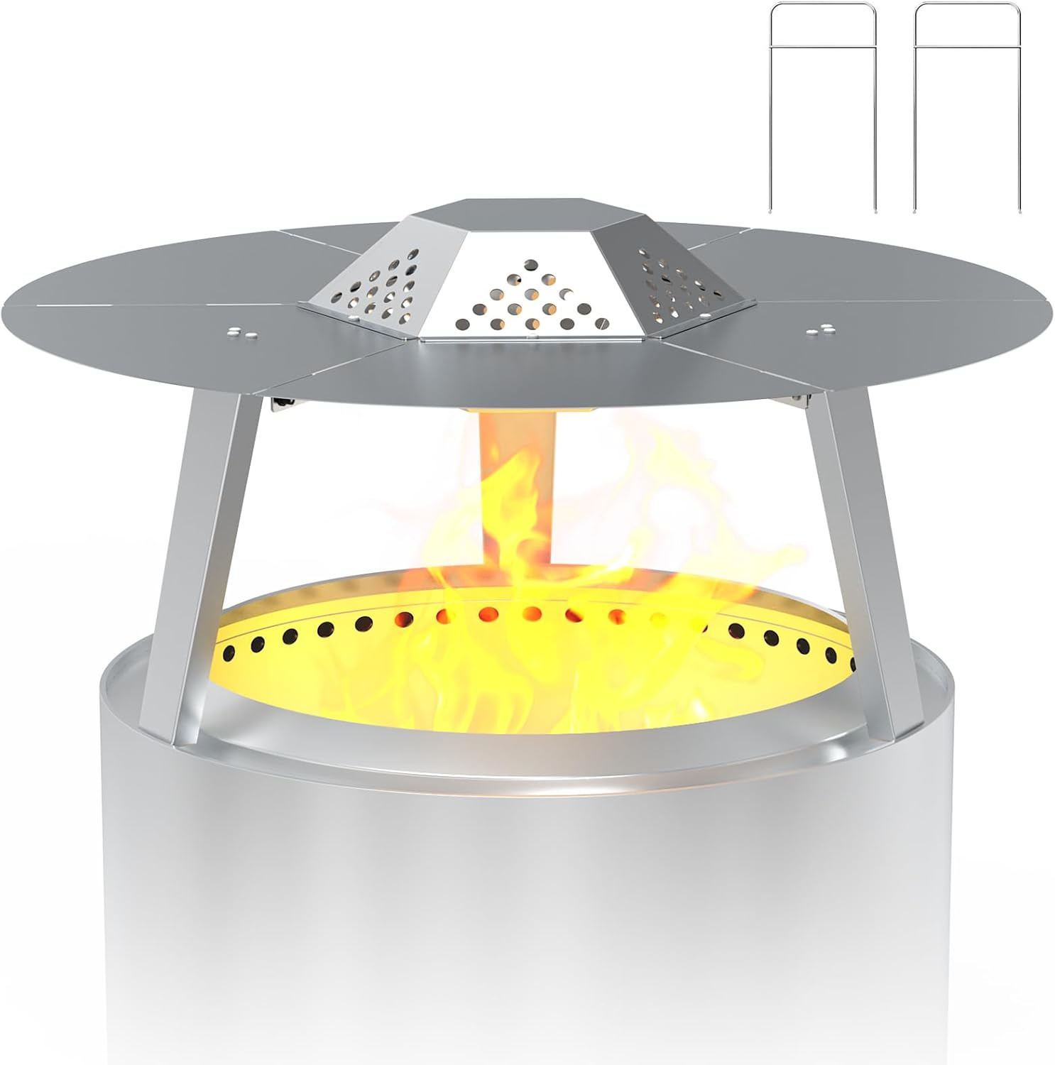 Heat Deflector for Solo Stove Bonfire 19" Accessories Stainless Steel Heat Diffuser for Firepit Captures and Redirects Warmth with Handle and Legs for Outdoor image number 5