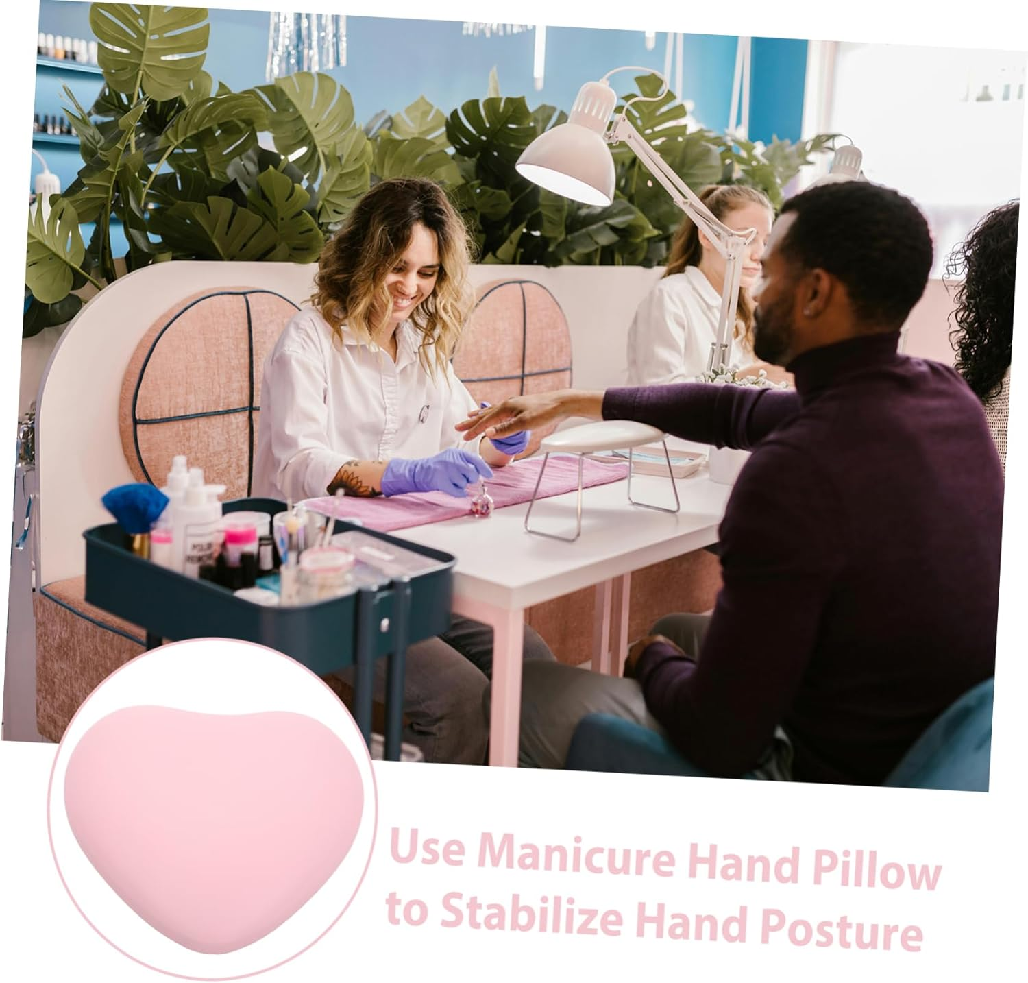 Healvian Manicure Hand Pillow Heart Shaped Nail Arm Rest Soft Nail Mat Beauty Salon Hand Rest Pillow Portable image number 1