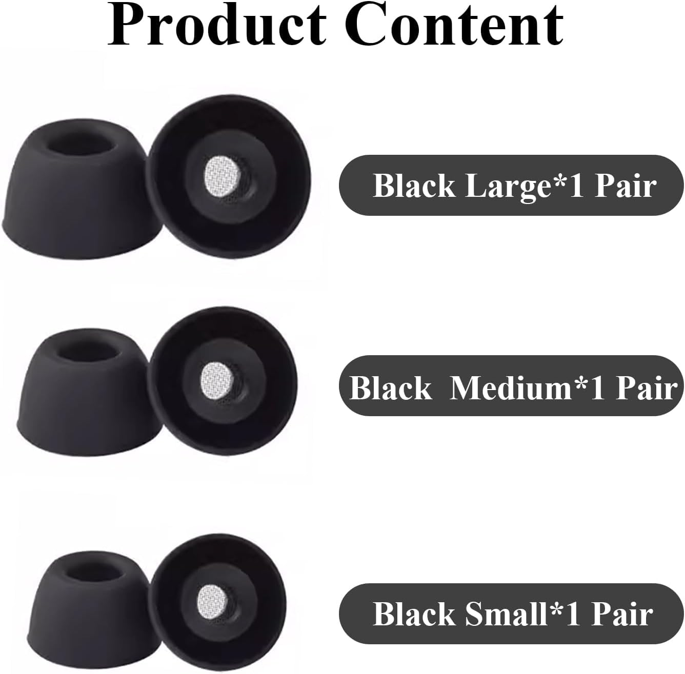 Adhiper Silicone Eartips Replacement Buds Pro Earbuds Earmuffs Compatible for Samsung Galaxy Buds Pro Earplugs-Fit in the Charging Case, Noise-Reducing Non-Slip Silicone Earplugs with Filter (Black)