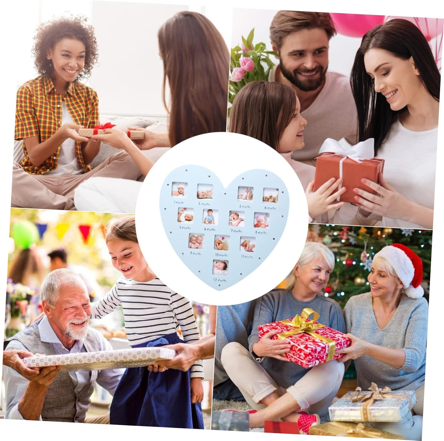 1Pc Heart Shaped Month Growth Picture Frame for Creative Photo Decor for First Year Wall Hanging Table Ornament Keepsake for Parents image number 5