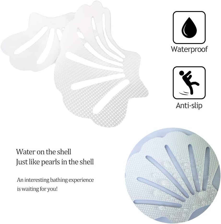Daily Treasures 48Pcs Non-Slip Bathtub Stickers-24 Sea Shell Bathtub Anti-Slip Stickers+24 Safety Showers Treads Strips with 1 Scraper-Bathtub Grip Stickers for Bathroom Floors Pools Stairs Ladders image number 1