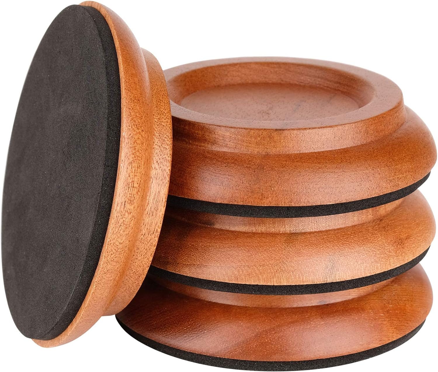 Eison Piano Caster Cups for Upright Piano Wooden Piano Caster Piano Leg Floor Protectors with Non-Slip & Anti-Noise Foam Hardwood Floor Protectors, Set of 4, Black