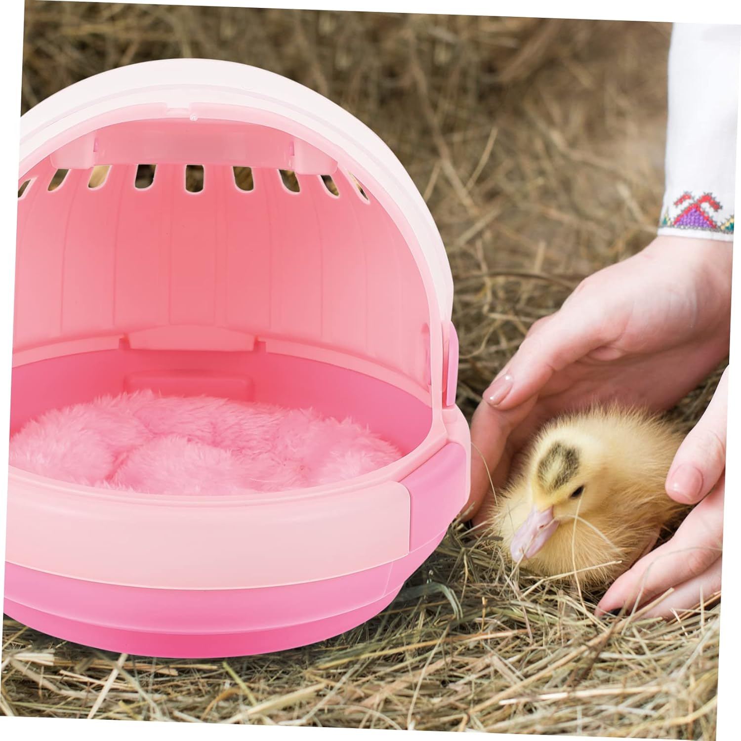 CIYODO Portable Parrot Cage Hand-Held Warm Nest with Pad Bird Travel Carrier Cage for Budgerigar Outdoor Pet Sleeping Bed Pink image number 2