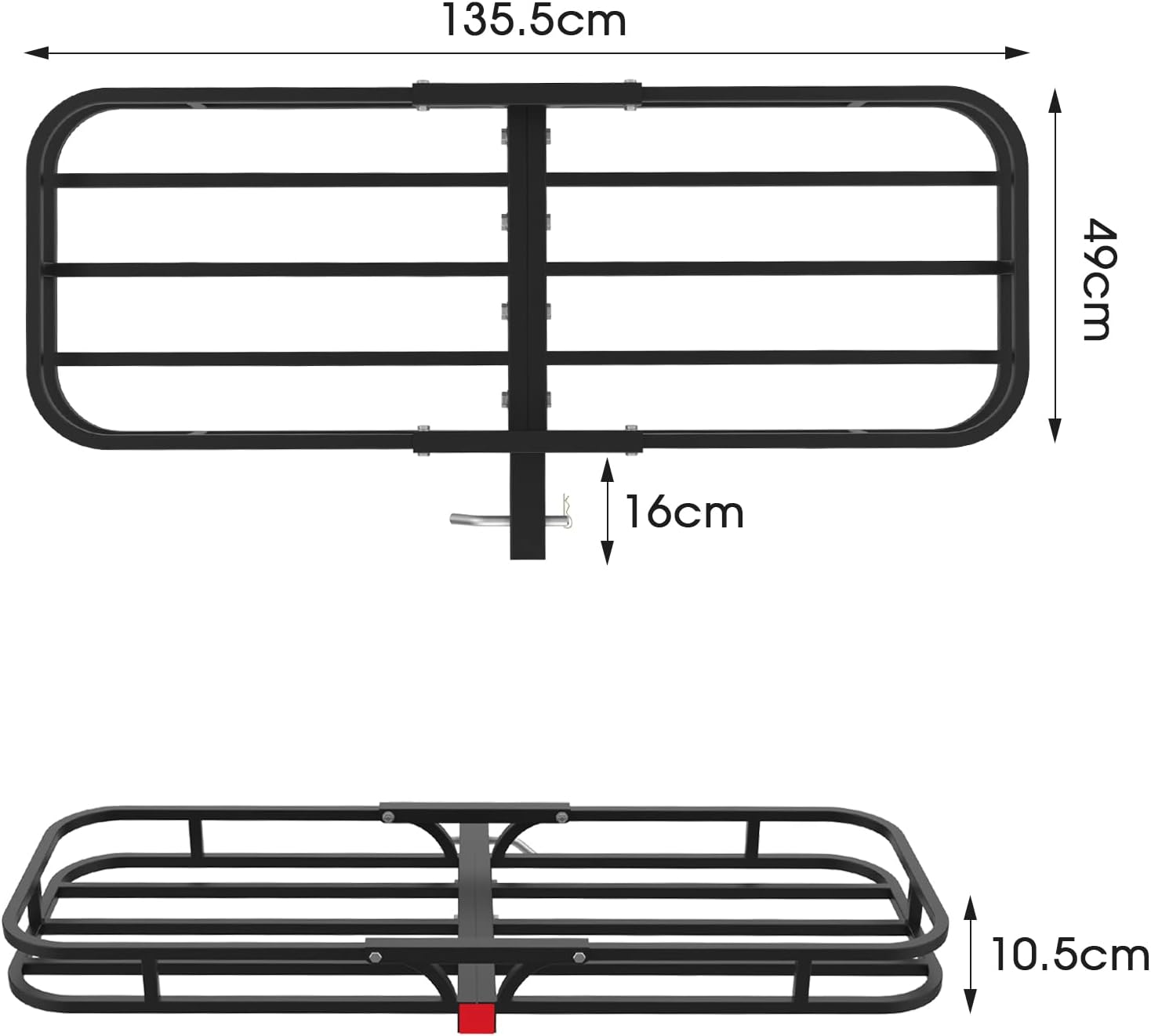 Hitch Cargo Carrier, 135 X 65 X 10.5 Cm, 200Kg Capacity, 2 Inch （5Cm） Shank，Black Steels image number 6