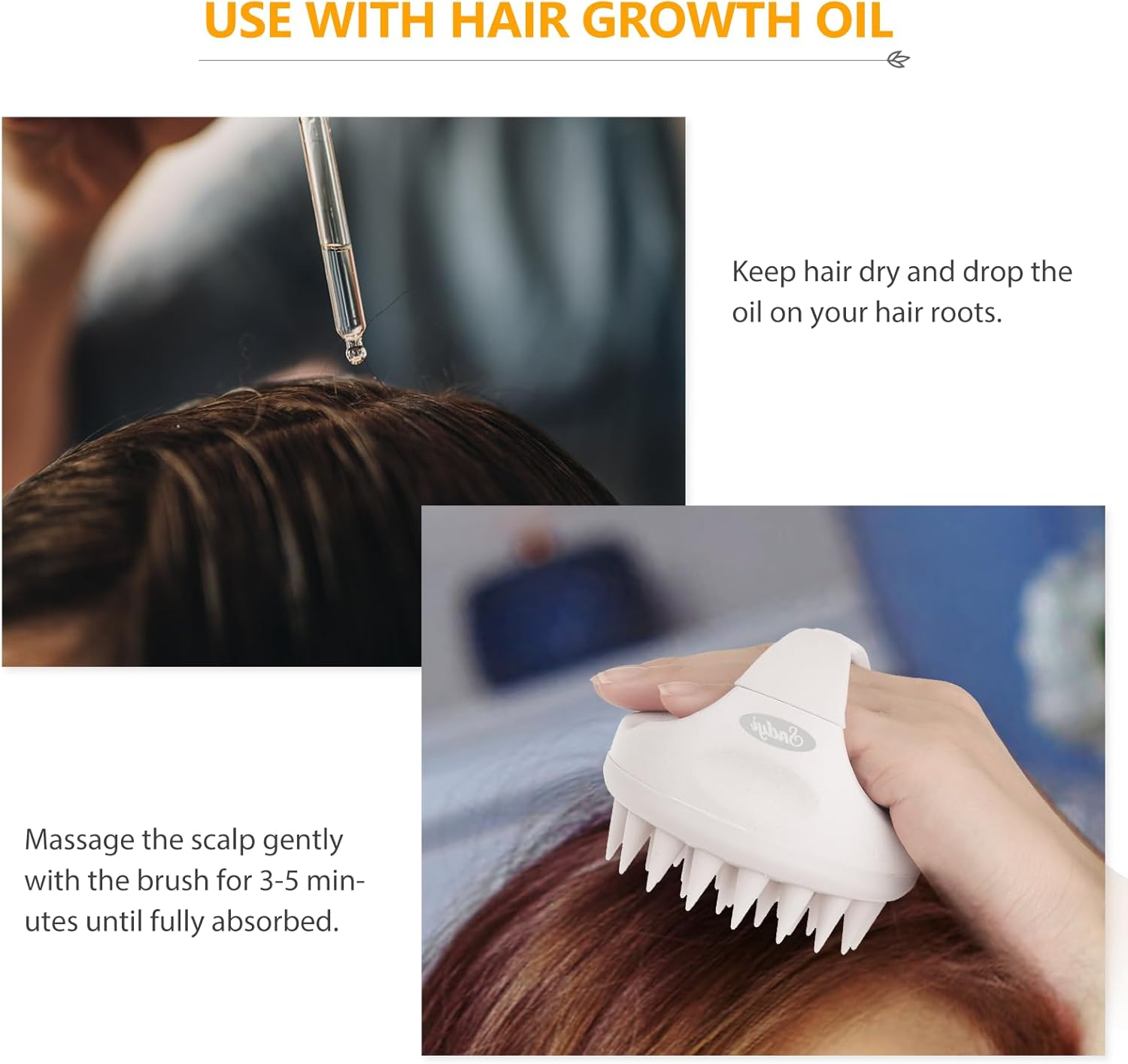 Sndyi Silicone Scalp Massage Brush, Exfoliating & Head Massage, Wet & Dry, Reduces Dandruff, Stimulates Hair Growth, Beige - Sky Blue image number 2