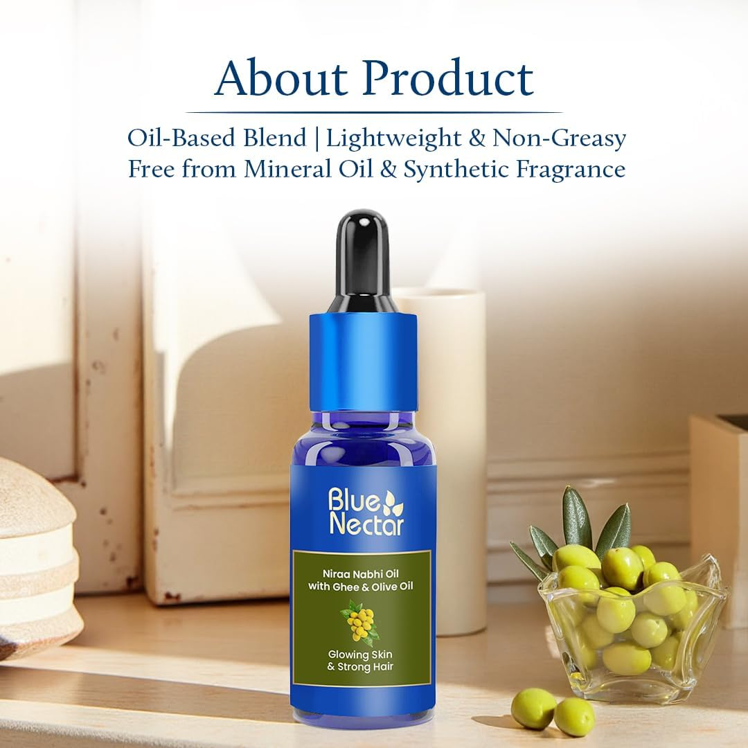 Blue Nectar Ayurveda Nabhi Oil with Ghee & Olive | Natural Belly Button Oil for Radiant Skin, Strong Hair & Deep Hydration (22 Herbs, 30Ml) image number 4