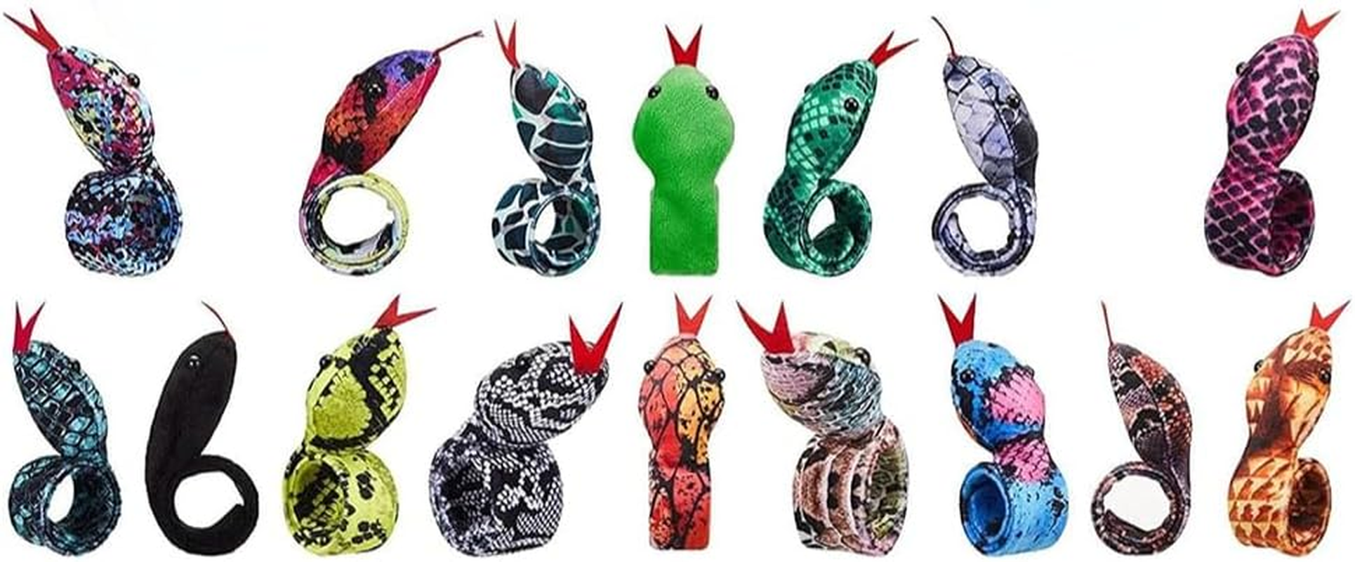 16PCS Snake Slap Bracelets Cool Halloween Snap Bracelets for Easter Halloween Party Favors Reptile Stuffed Snap Bands