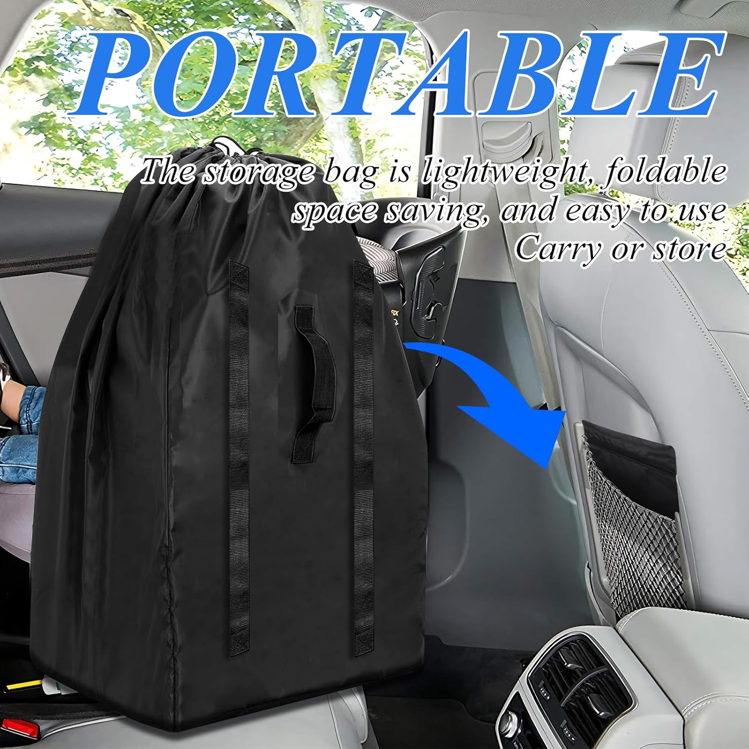 Pacify Infant Car Seat Travel Bag, Universal Baby Car Seat Dust Cover Gate Check Stroller Bag with Handle & Drawstring for Airplane Travel image number 2