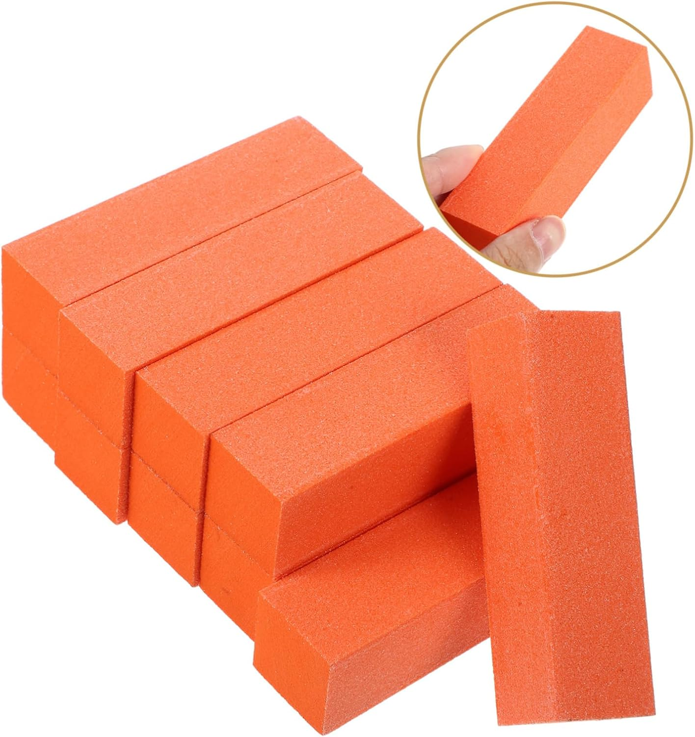 Gatuida 10Pcs Orange High-Elasticity Sponge Nail Buffer Blocks Dual-Sided Manicure Files Nail Grinding and Sanding Blocks For