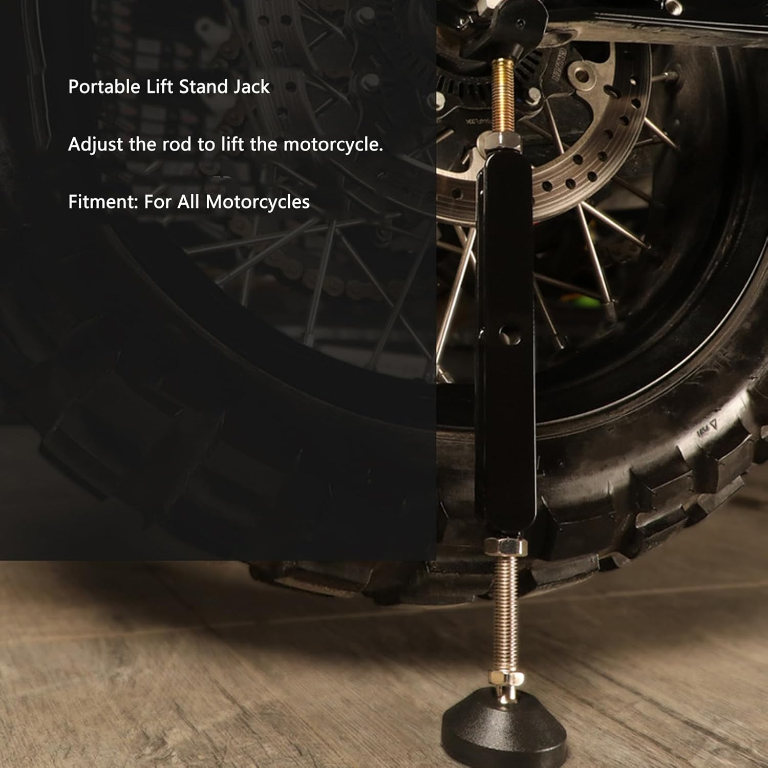 Gernie Motorcycle Wheel Lift Stand, 400Kg Capacity, Adjustable Height 11.1-15.5In, Steel, Universal