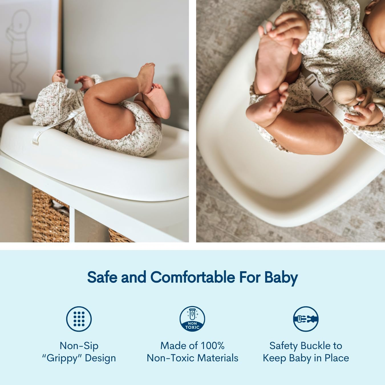 Upseat Baby Changing Pad, Non-Slip Grippy Design, Premium Cushioned Foam, Contoured for Comfort, Waterproof and Easy-To-Clean, Liquid-Resistant (Coconut) image number 6