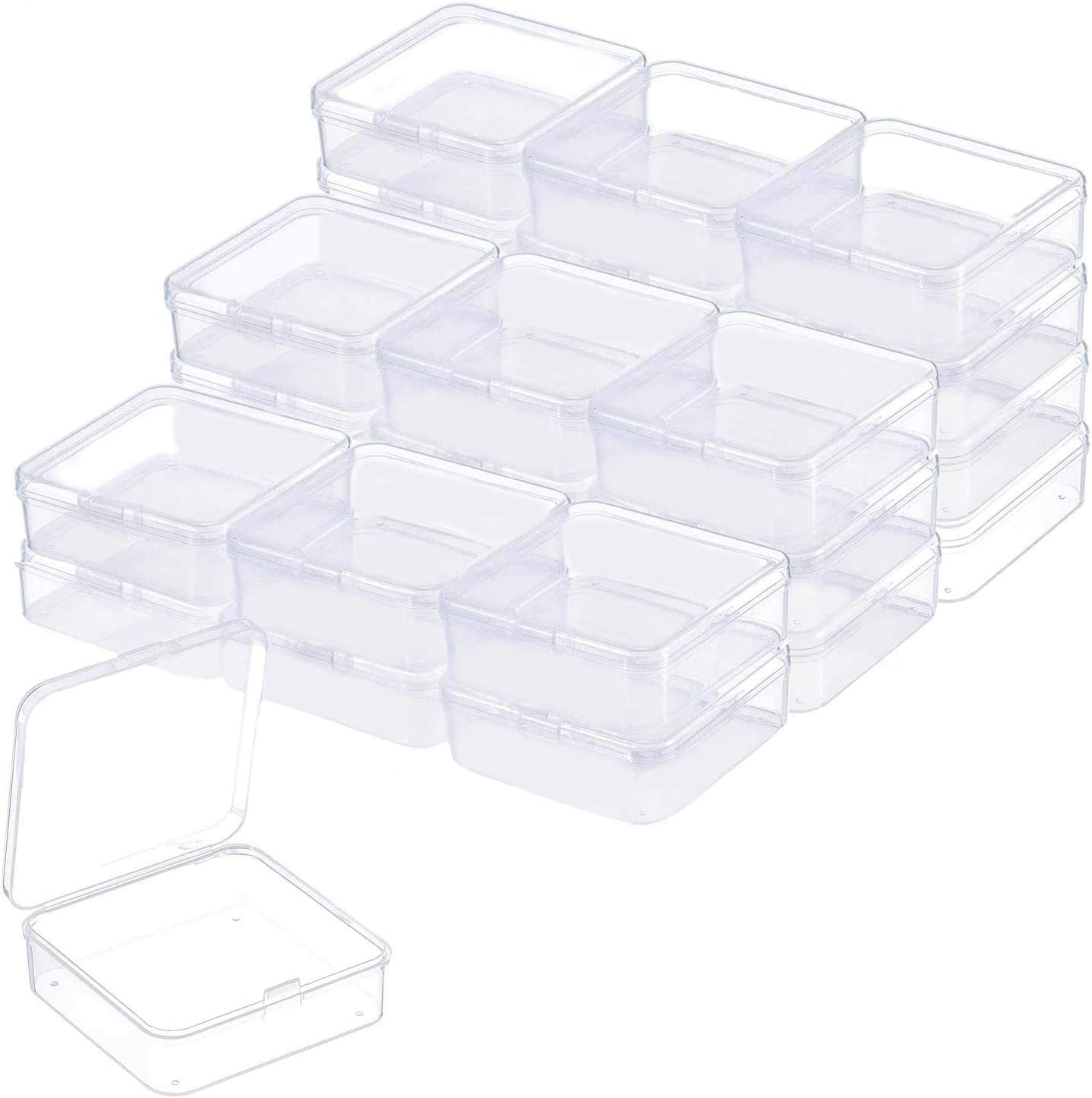 Plastic Beads Storage Containers - Mini Clear Square Box Empty Case with Lid for Earplugs, Pills, Jewelry, Hardware or Any Other Small Craft Gadgets (30 Pieces 3.2 X 3.2 X 0.9 Inches) image number 4